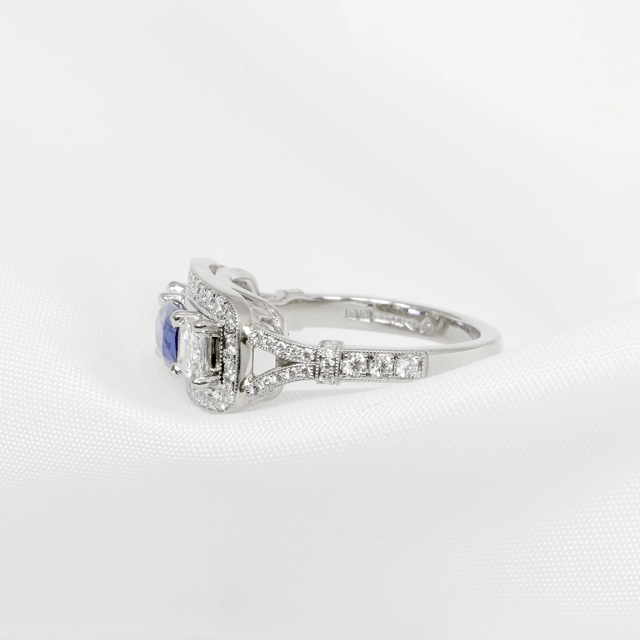 Oval Sapphire & Diamond Cluster Ring
