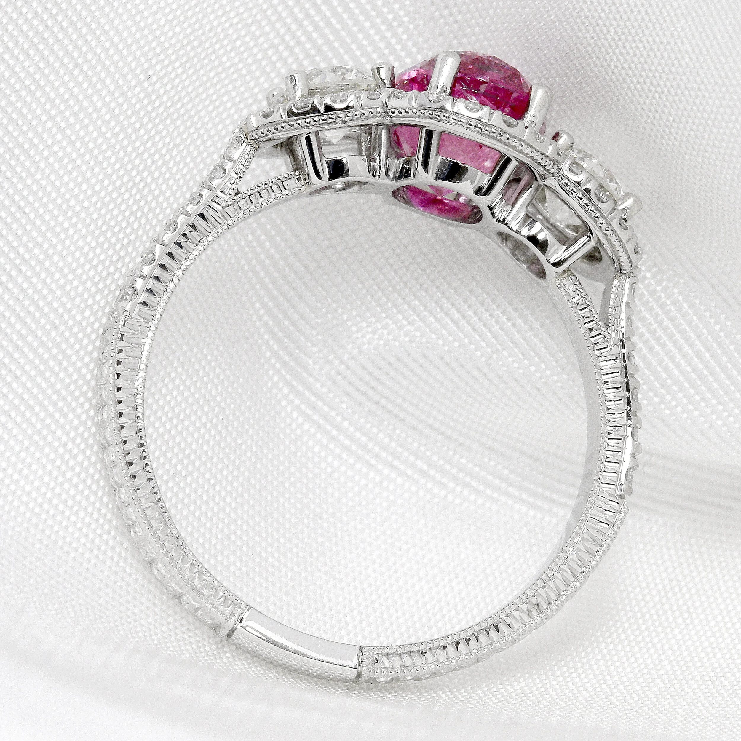 Pink Sapphire & Diamond Ring