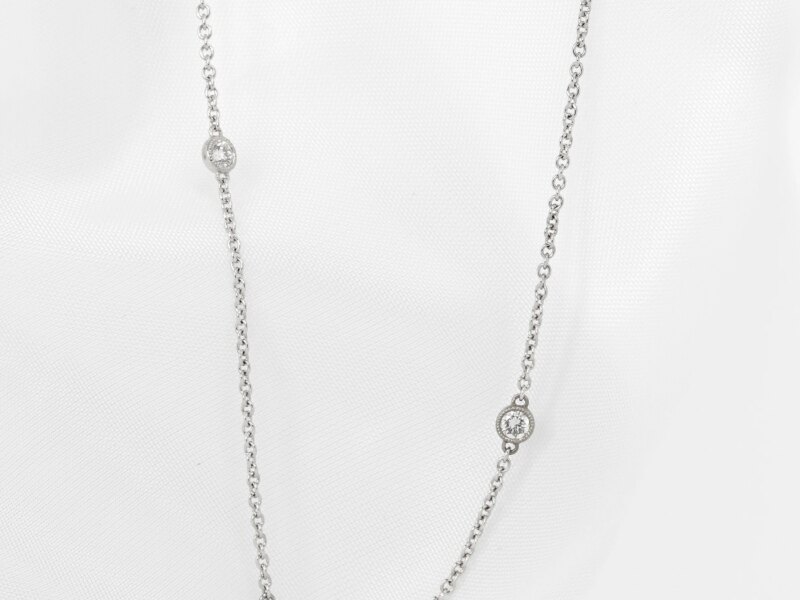 Diamond Station Necklace in White Gold