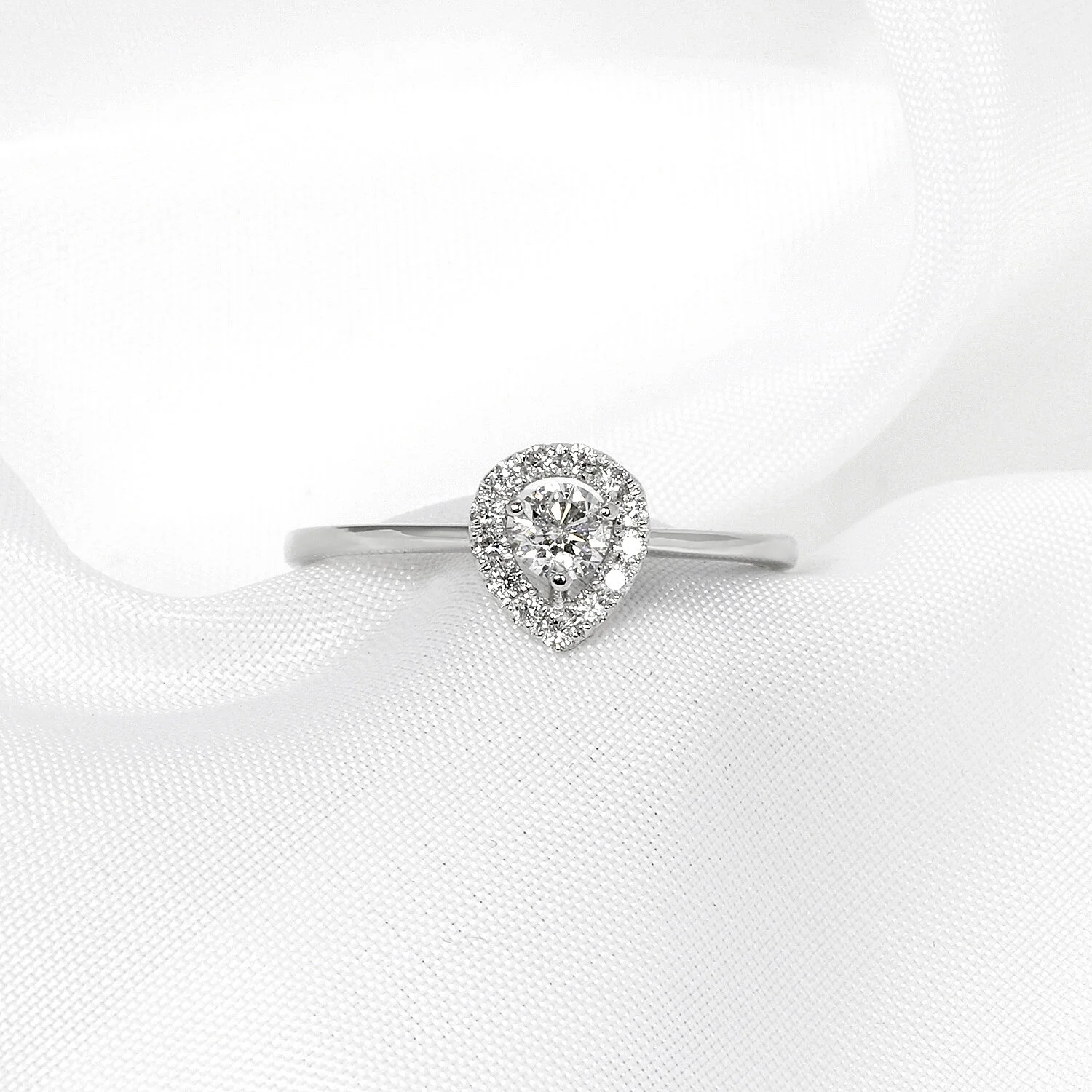 Pear Shape Diamond Cluster Ring in White Gold