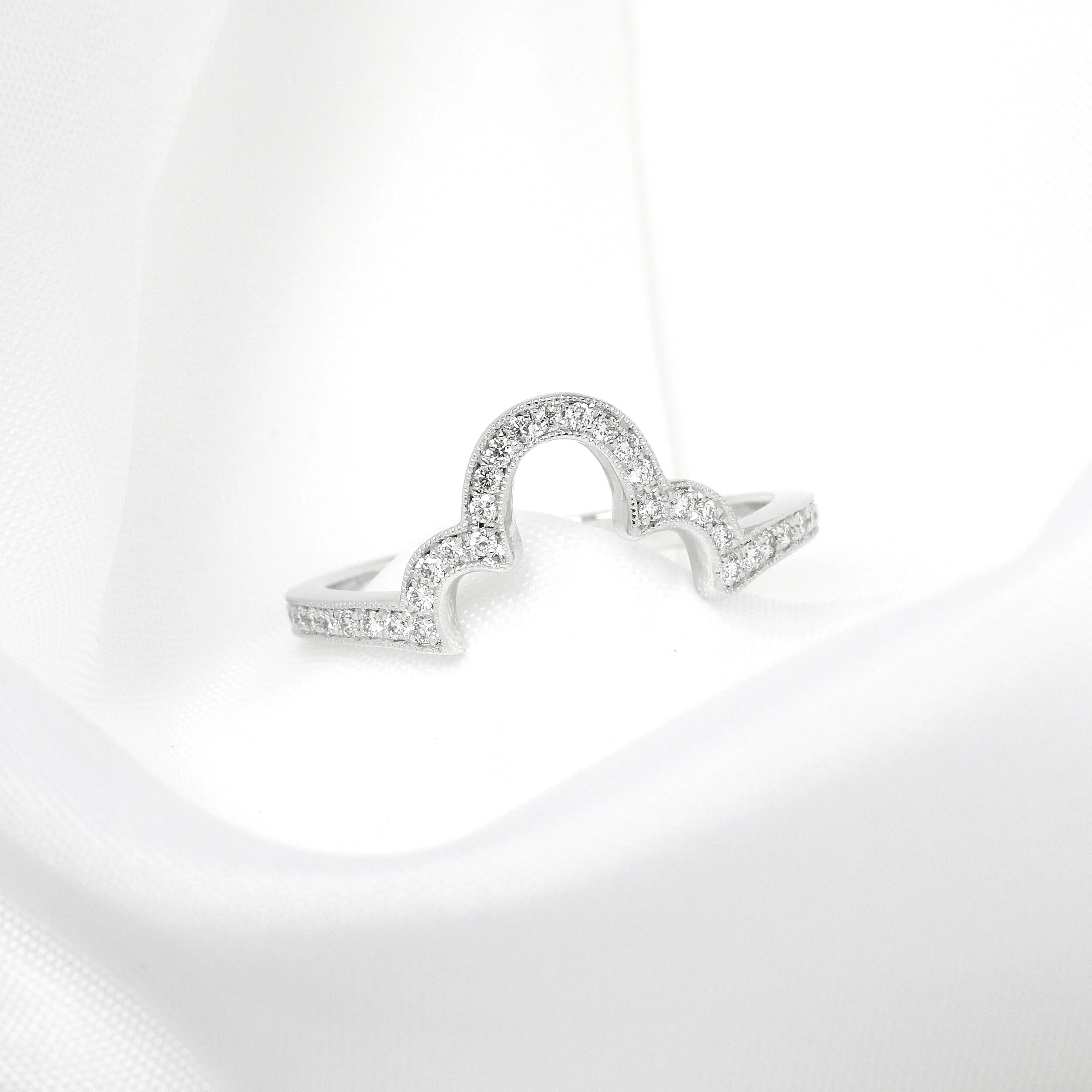 Diamond Set Shaped Ring in Platinum