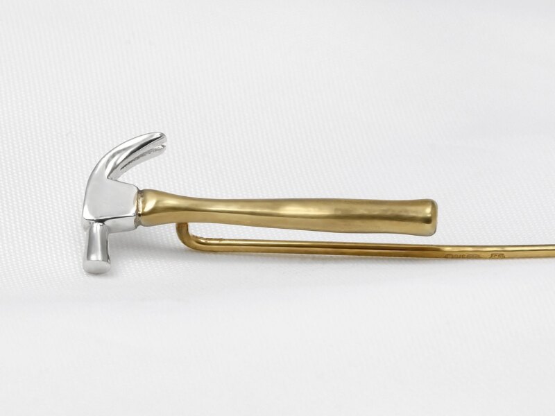 Hammer Tie Pin in 9 ct Yellow and White Gold 