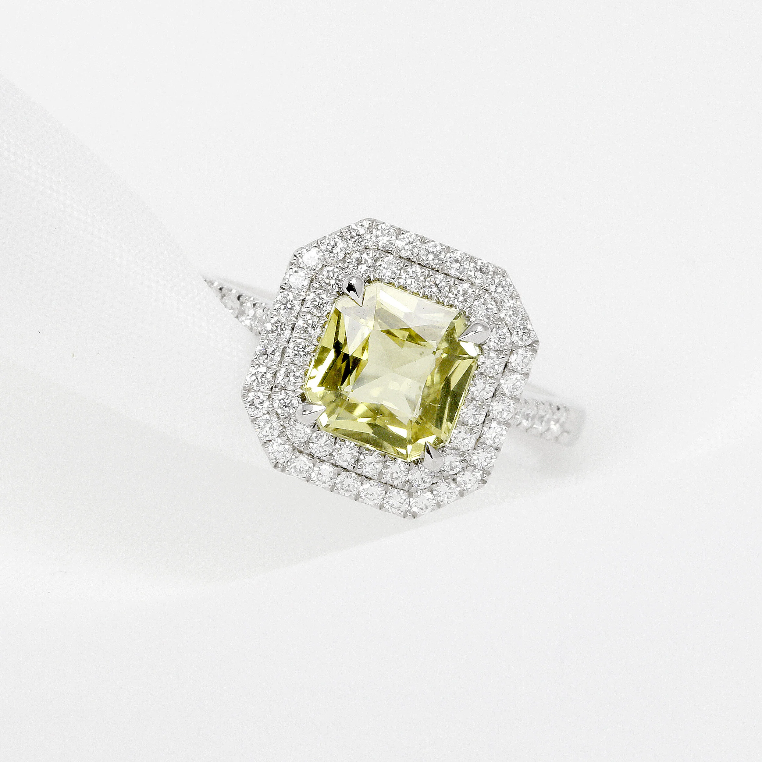 Chrysoberyl & Diamond Cluster Ring in Platinum