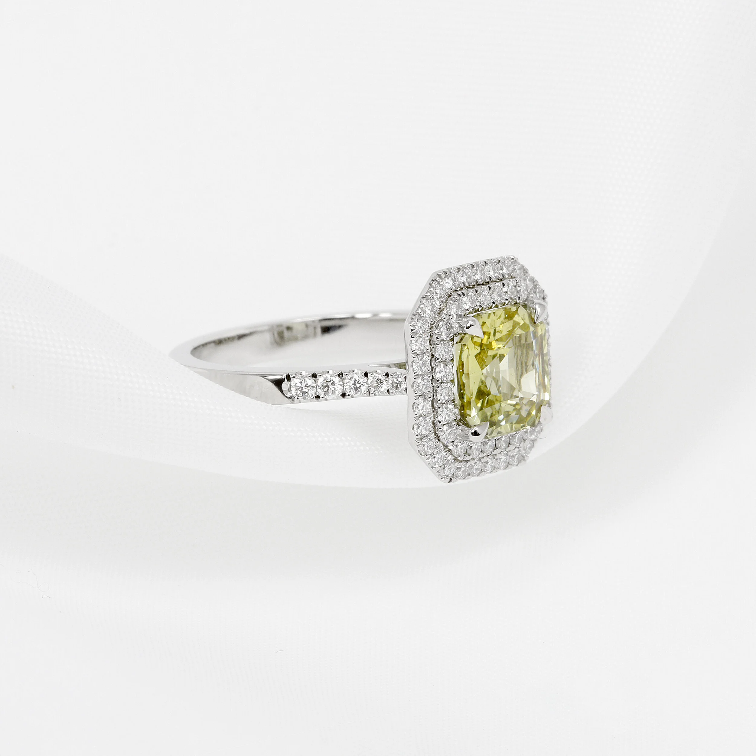 Chrysoberyl & Diamond Cluster Ring in Platinum