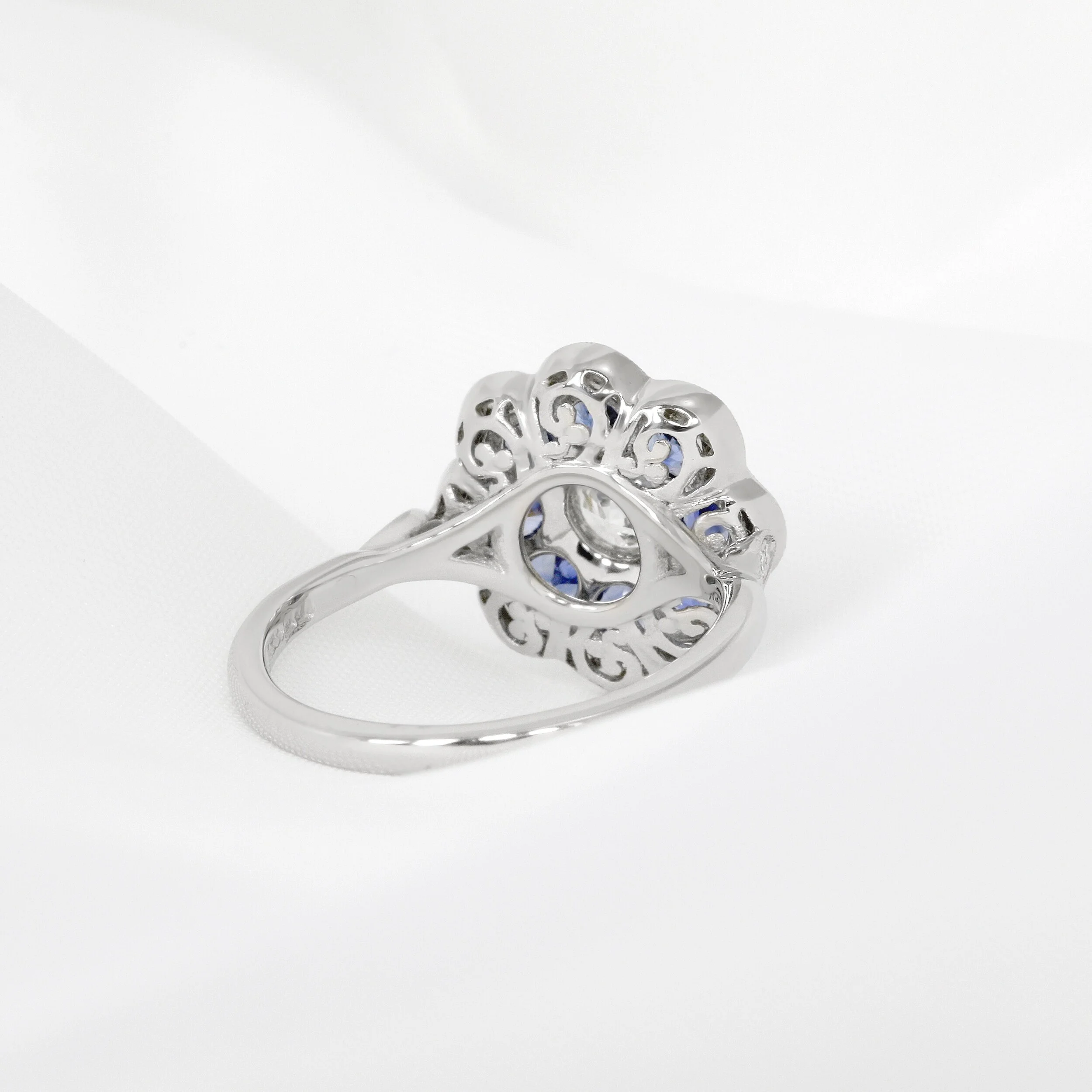 Sapphire & Diamond Daisy Cluster Ring
