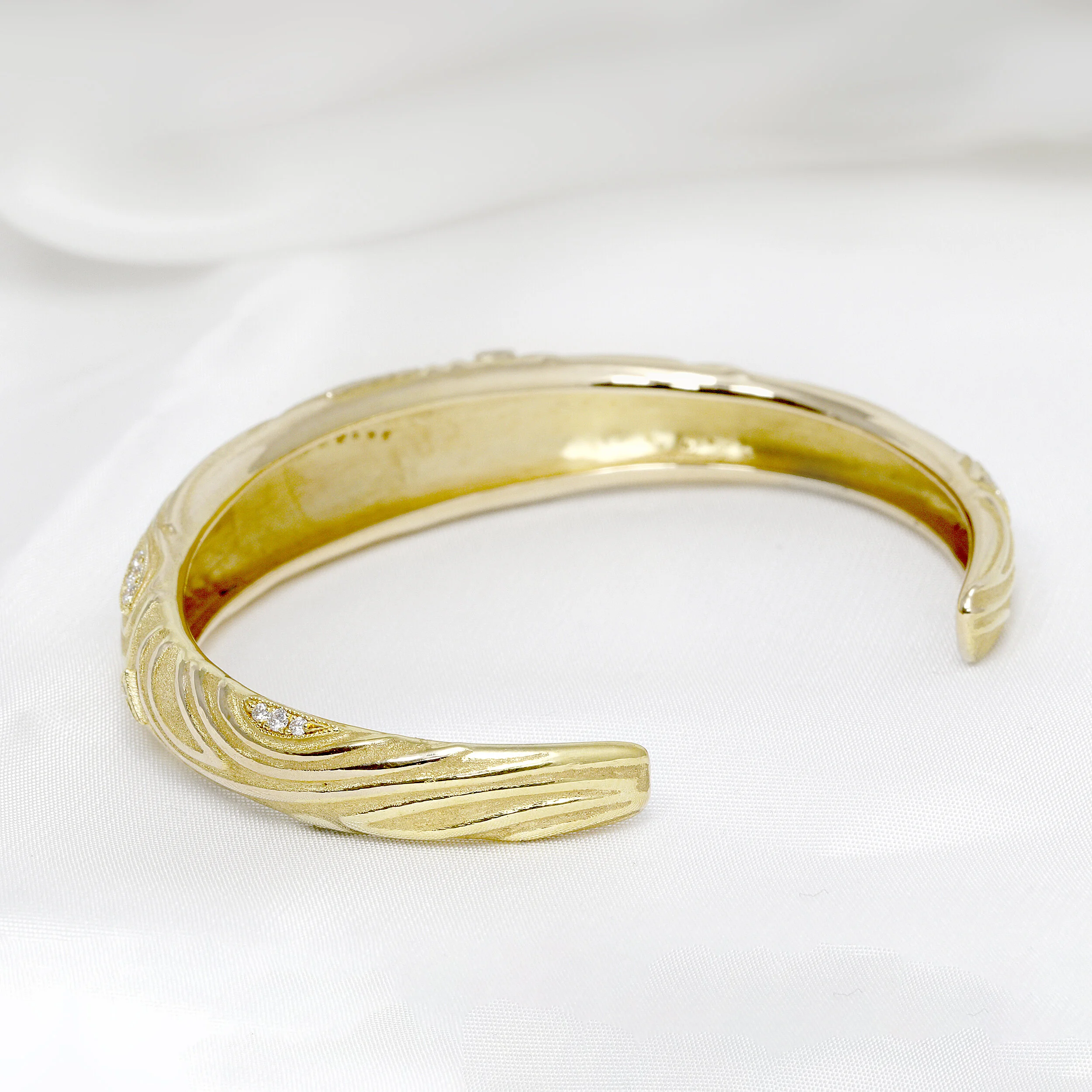 Diamond Torque Bangle in Yellow Gold