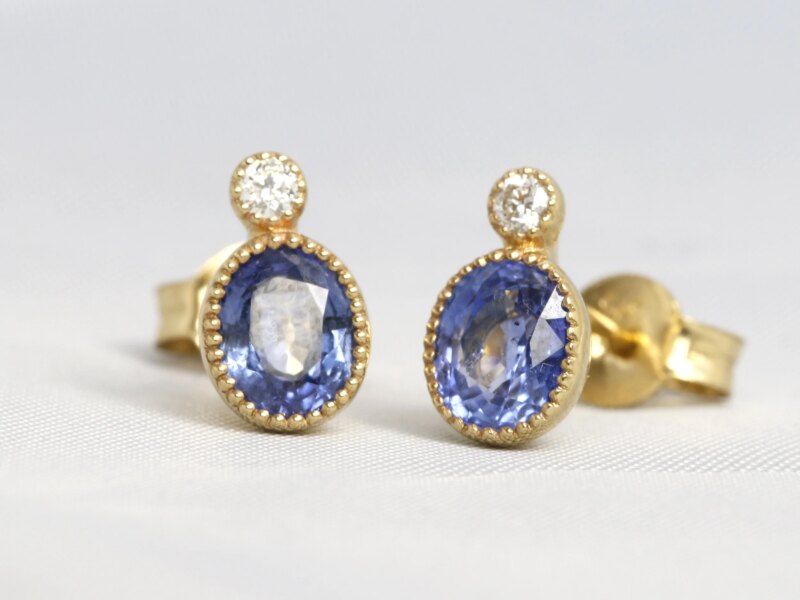 Sapphire & Diamond Jardin Des Délices Stud Earrings in Yellow Gold