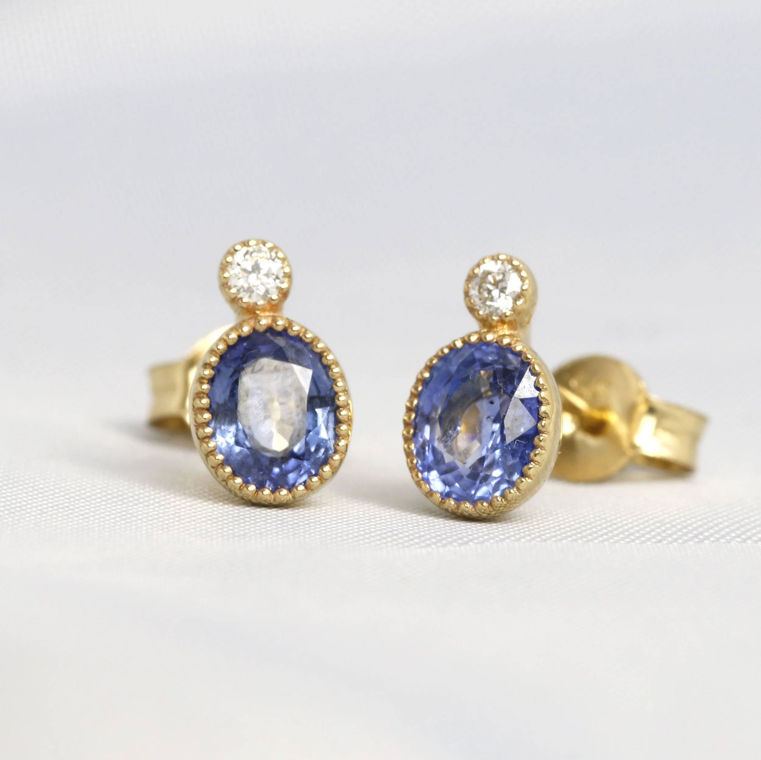 Sapphire & Diamond Jardin Des Délices Stud Earrings in Yellow Gold