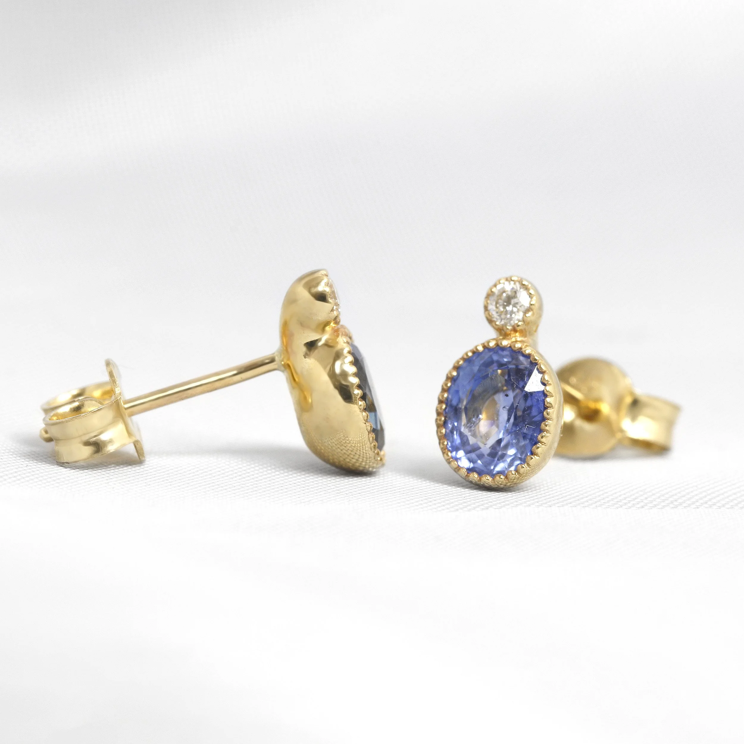 Sapphire & Diamond Jardin Des Délices Stud Earrings in Yellow Gold