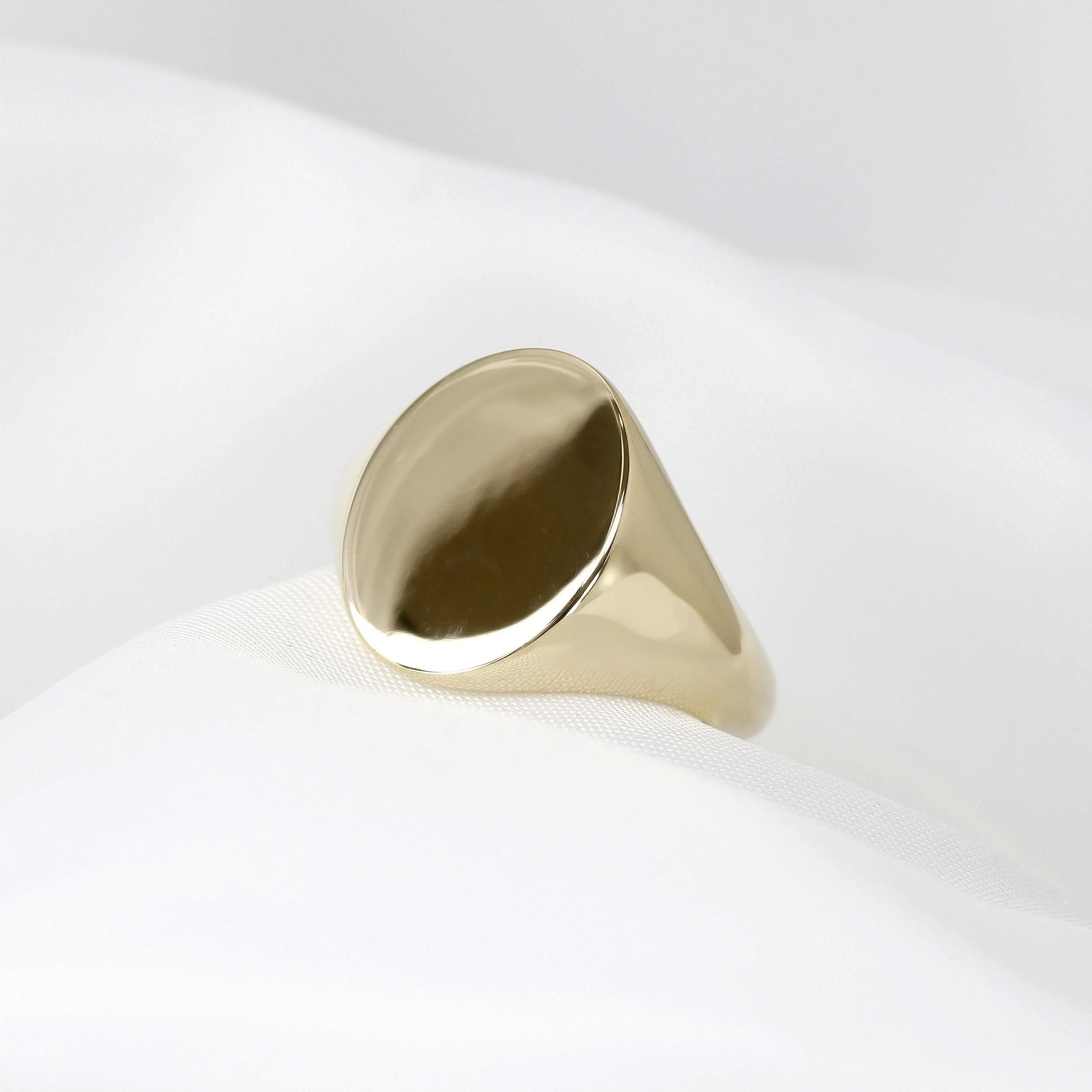 Oval Head Yellow Gold Signet Ring