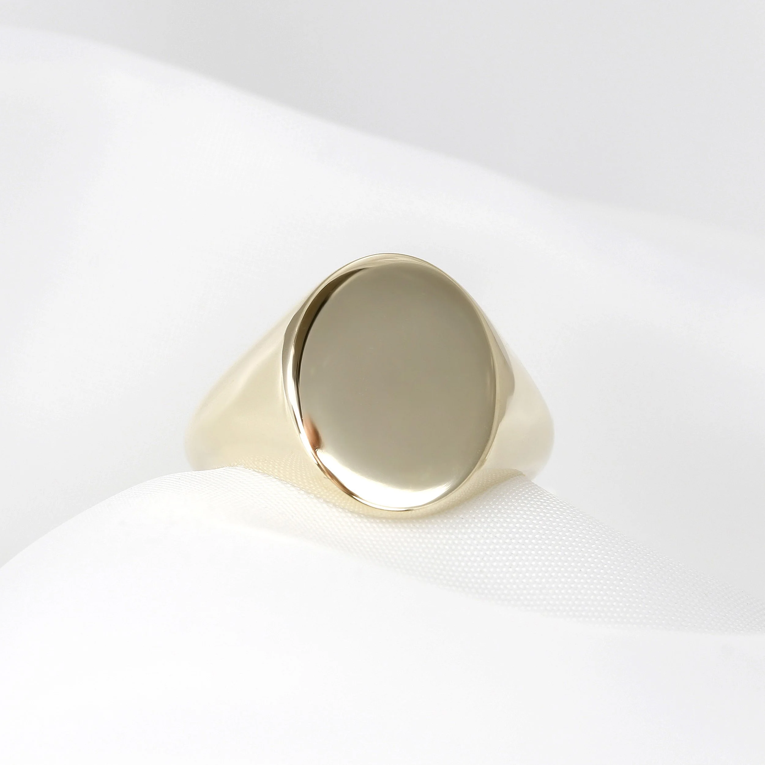 Oval Head Yellow Gold Signet Ring