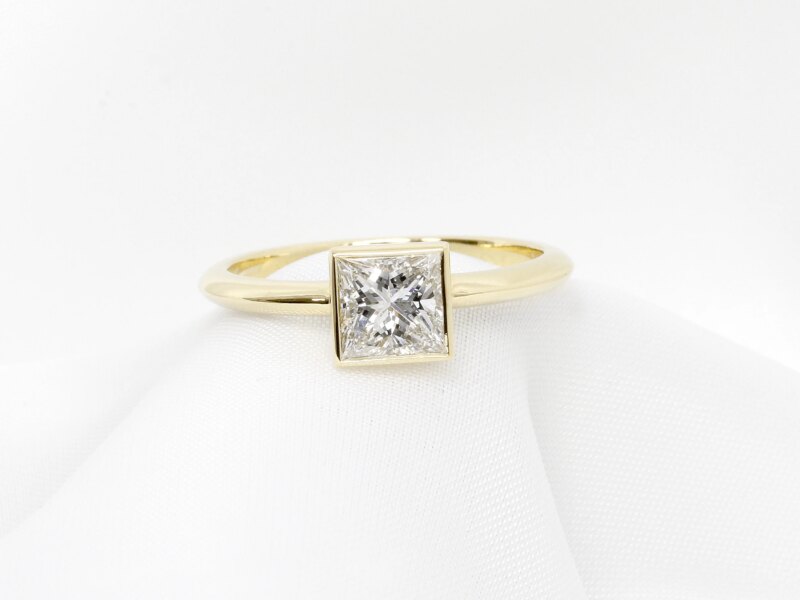 Princess Cut Diamond Ring in Yellow Gold