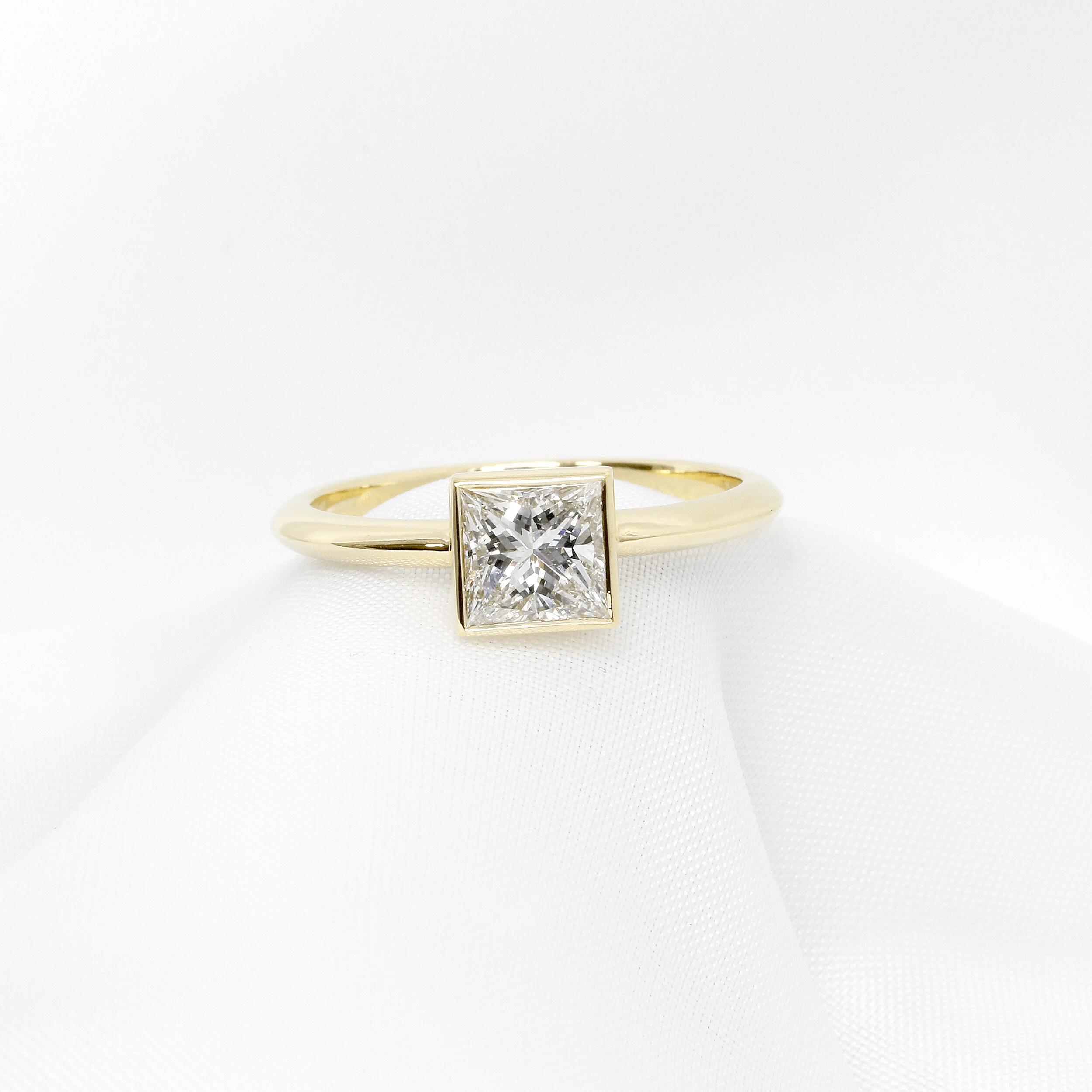 Princess Cut Diamond Ring in Yellow Gold