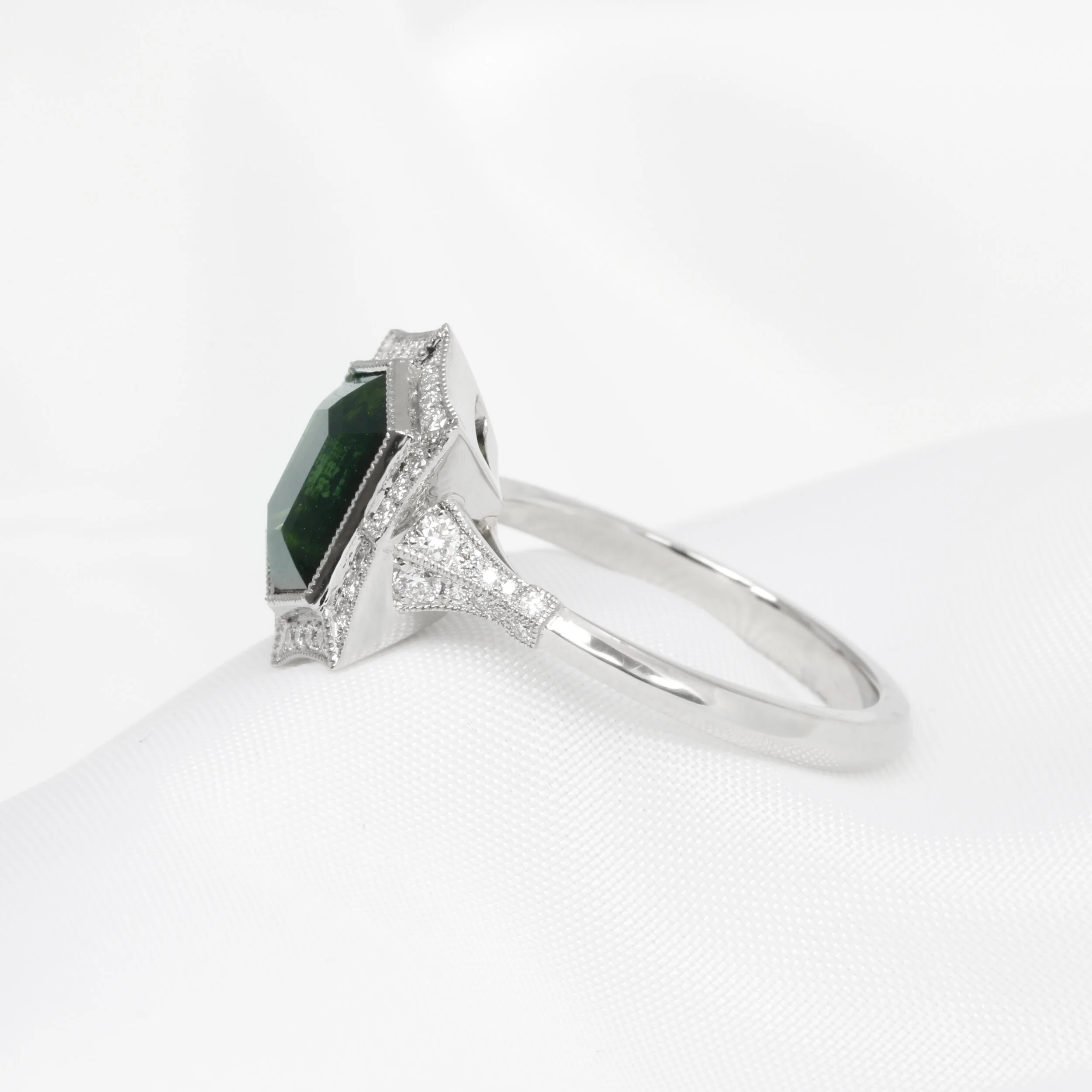 Tourmaline & Diamond Cluster Ring