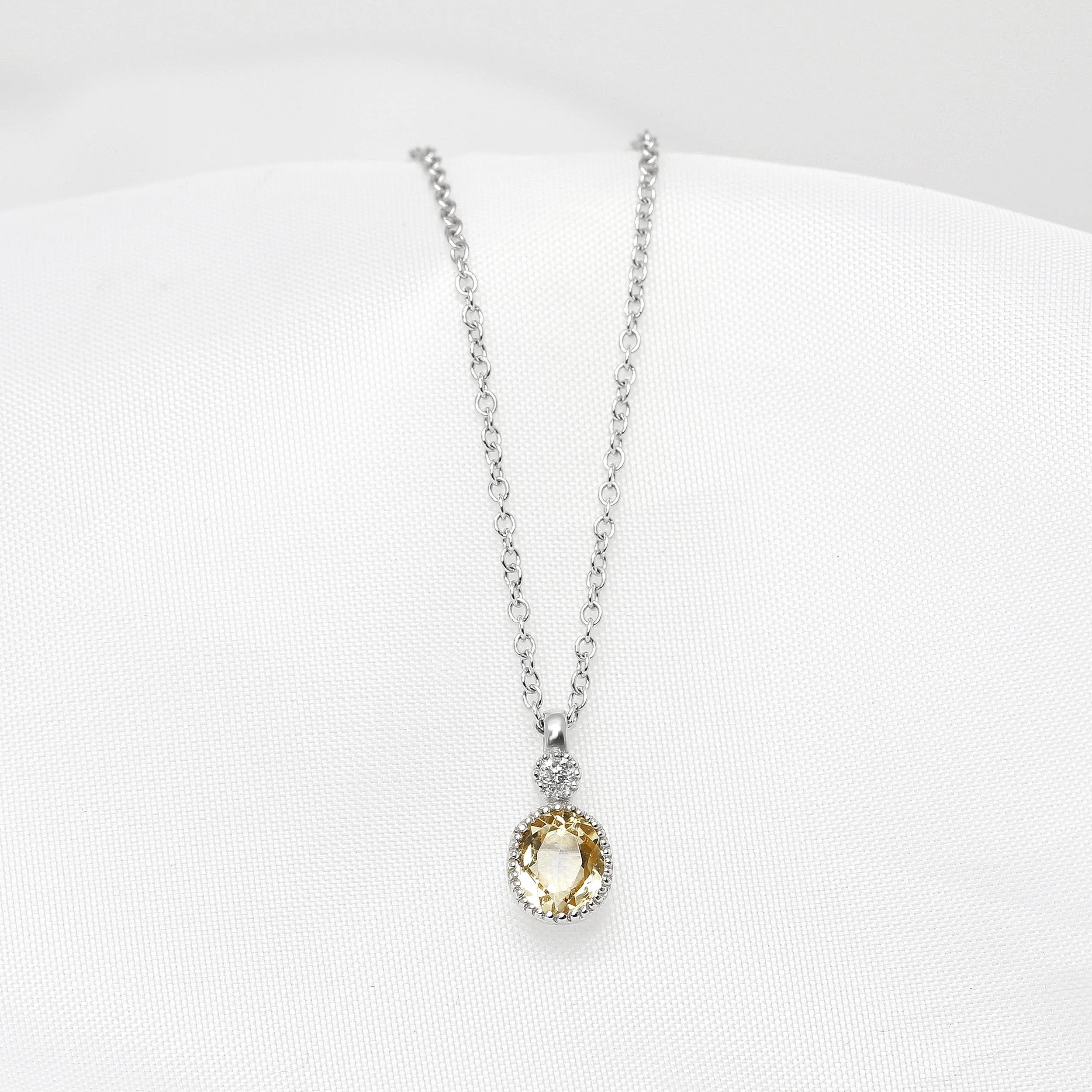 Yellow Topaz & Diamond Pendant