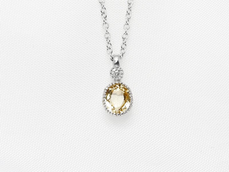 Yellow Topaz & Diamond Pendant
