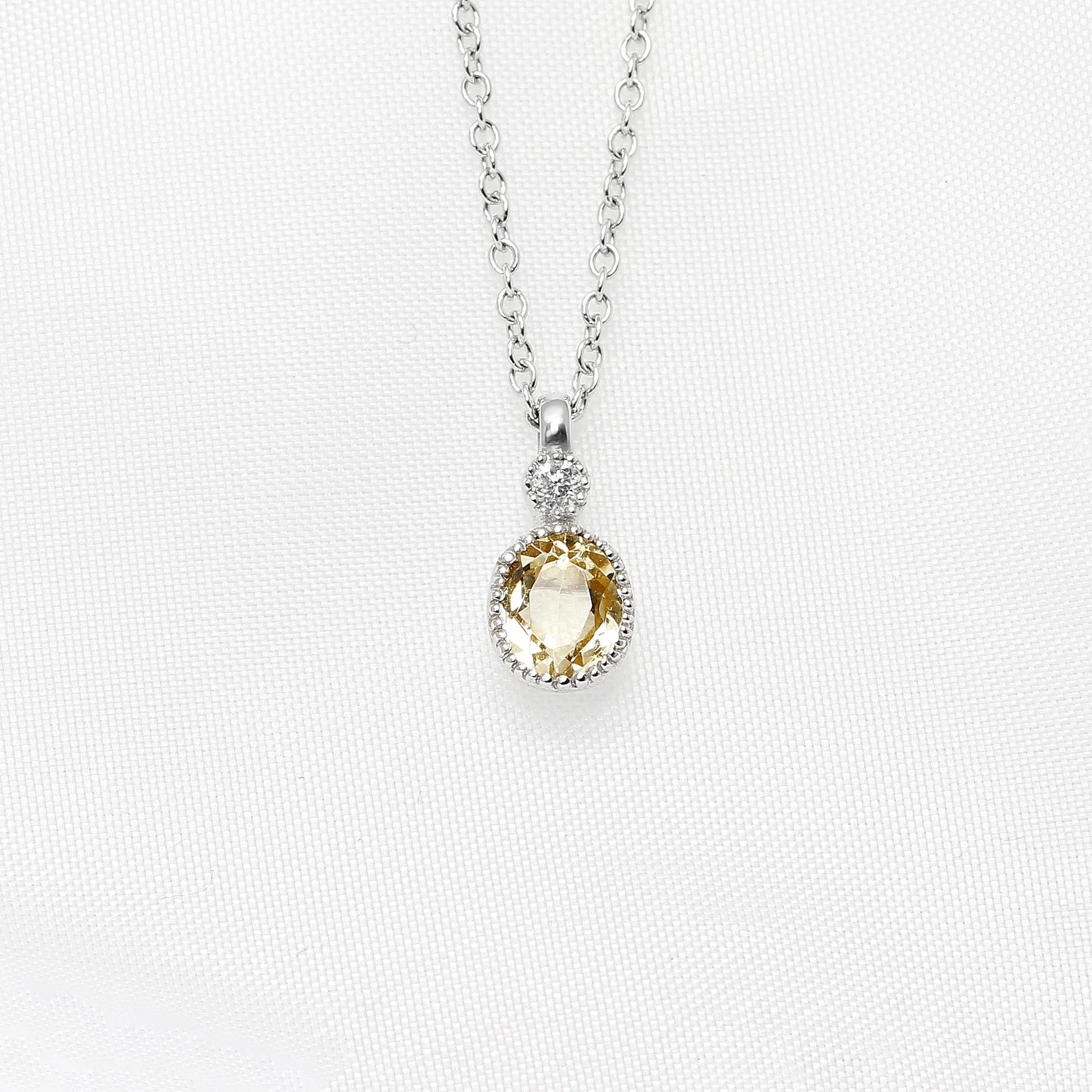 Yellow Topaz & Diamond Pendant