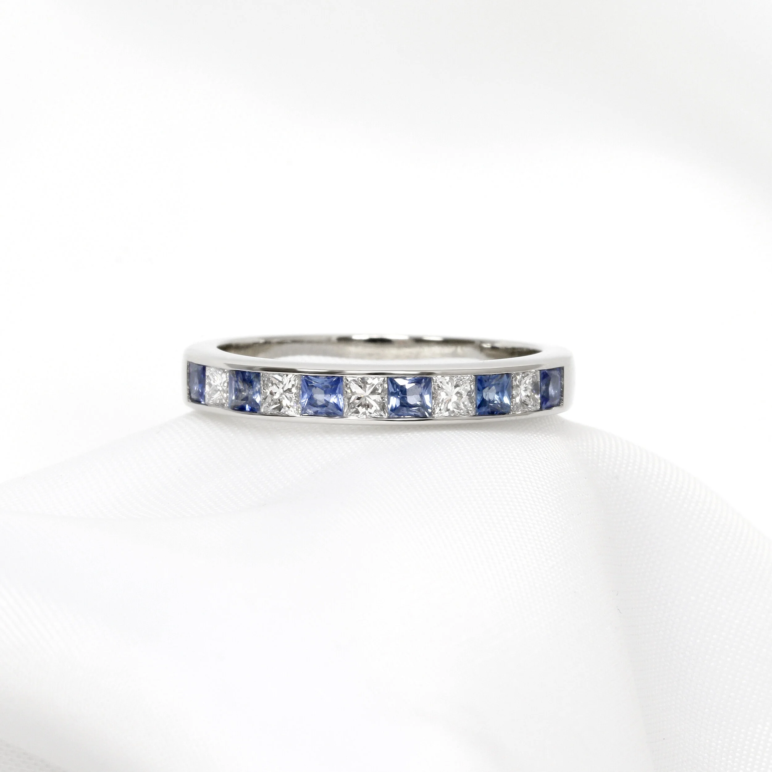 Sapphire & Diamond Half Eternity Ring