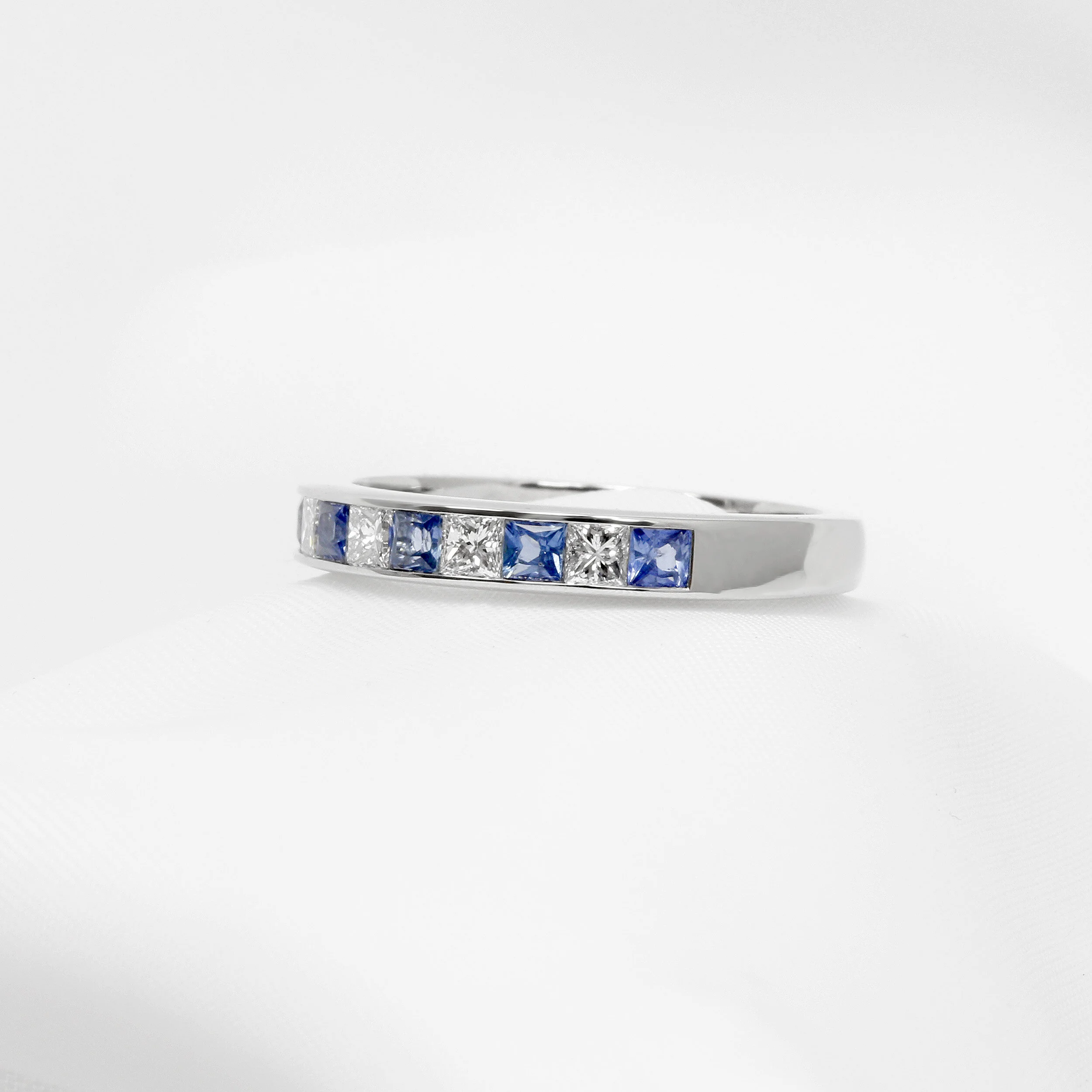 Sapphire & Diamond Half Eternity Ring
