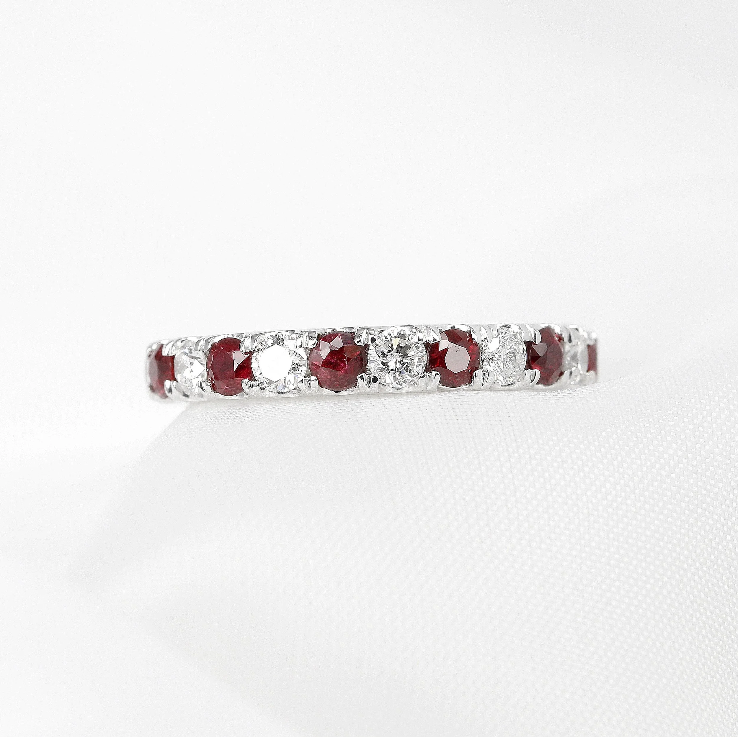 Ruby & Diamond Claw Set Ring in Platinum