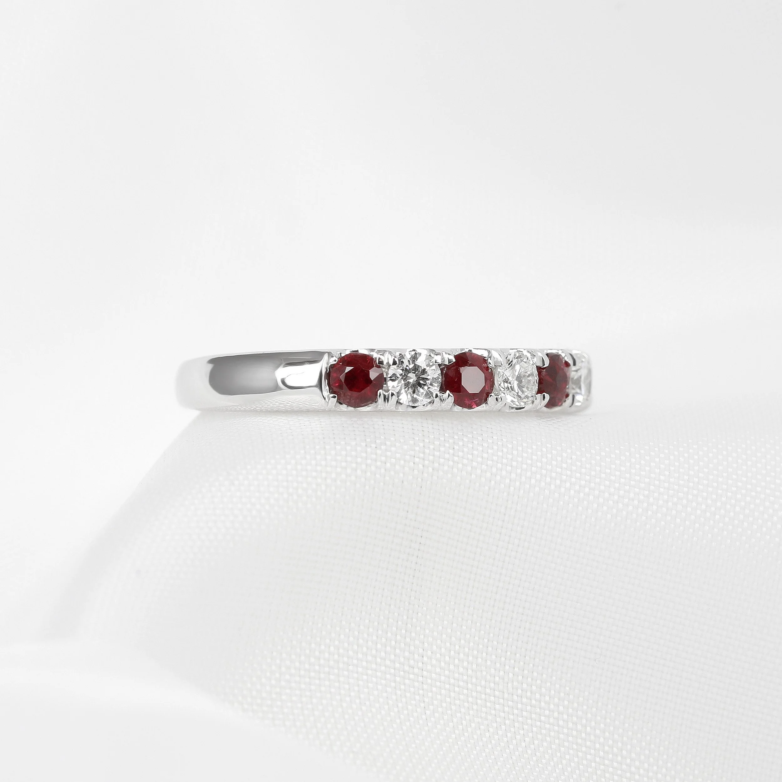 Ruby & Diamond Claw Set Ring in Platinum