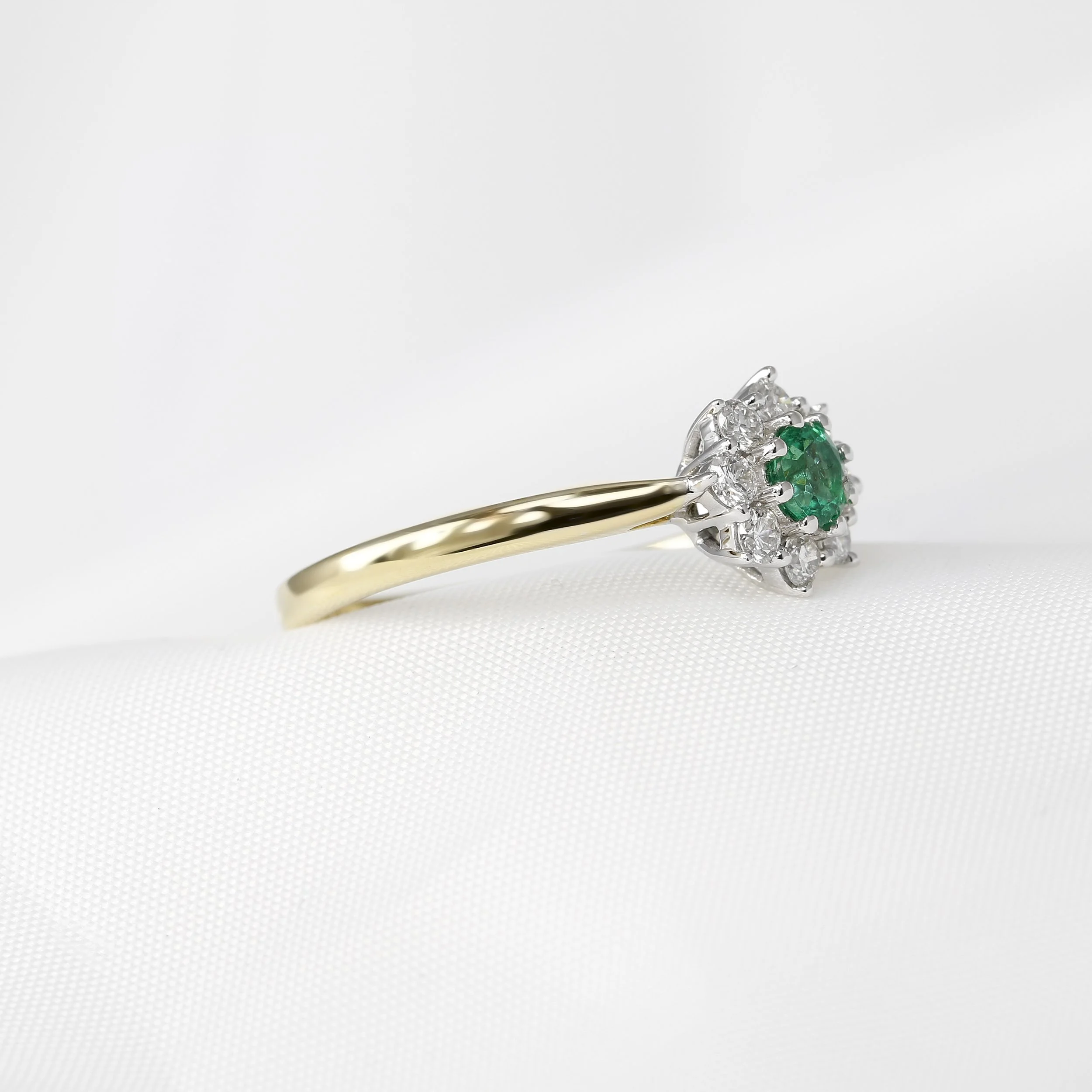 Classic Emerald & Diamond Cluster Ring
