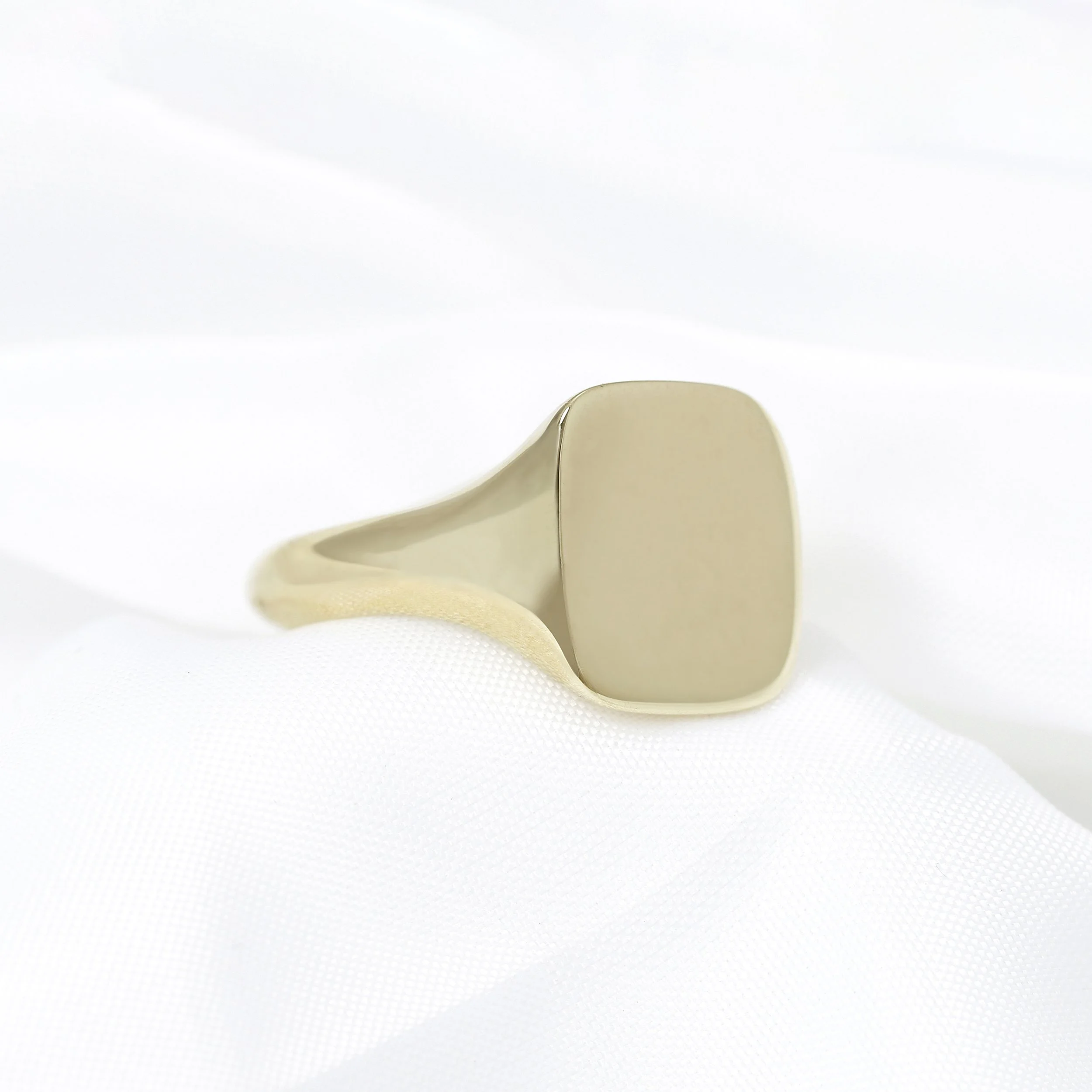 Cushion Shape Yellow Gold Signet Ring