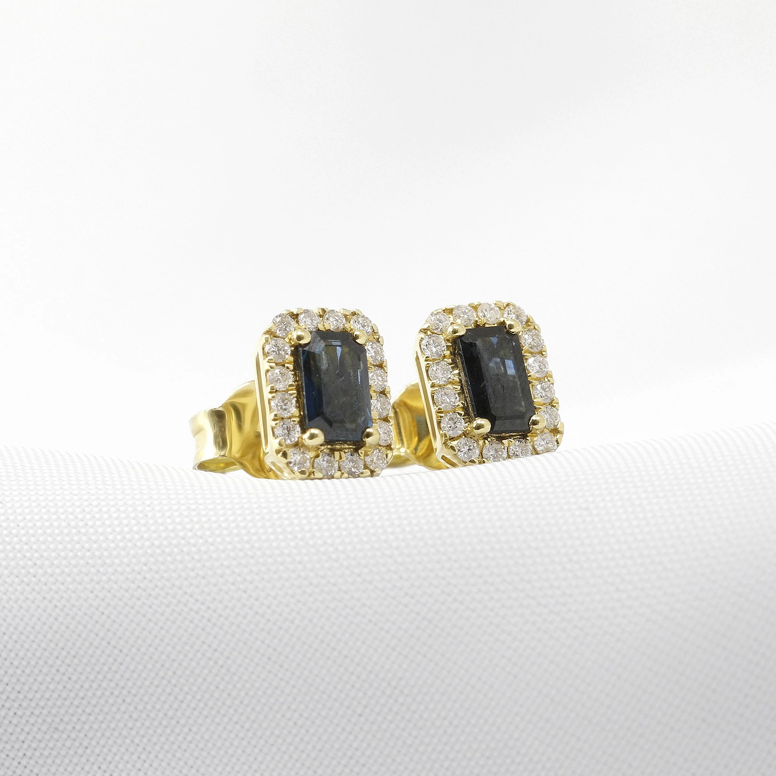 Teal Sapphire & Diamond Cluster Earrings