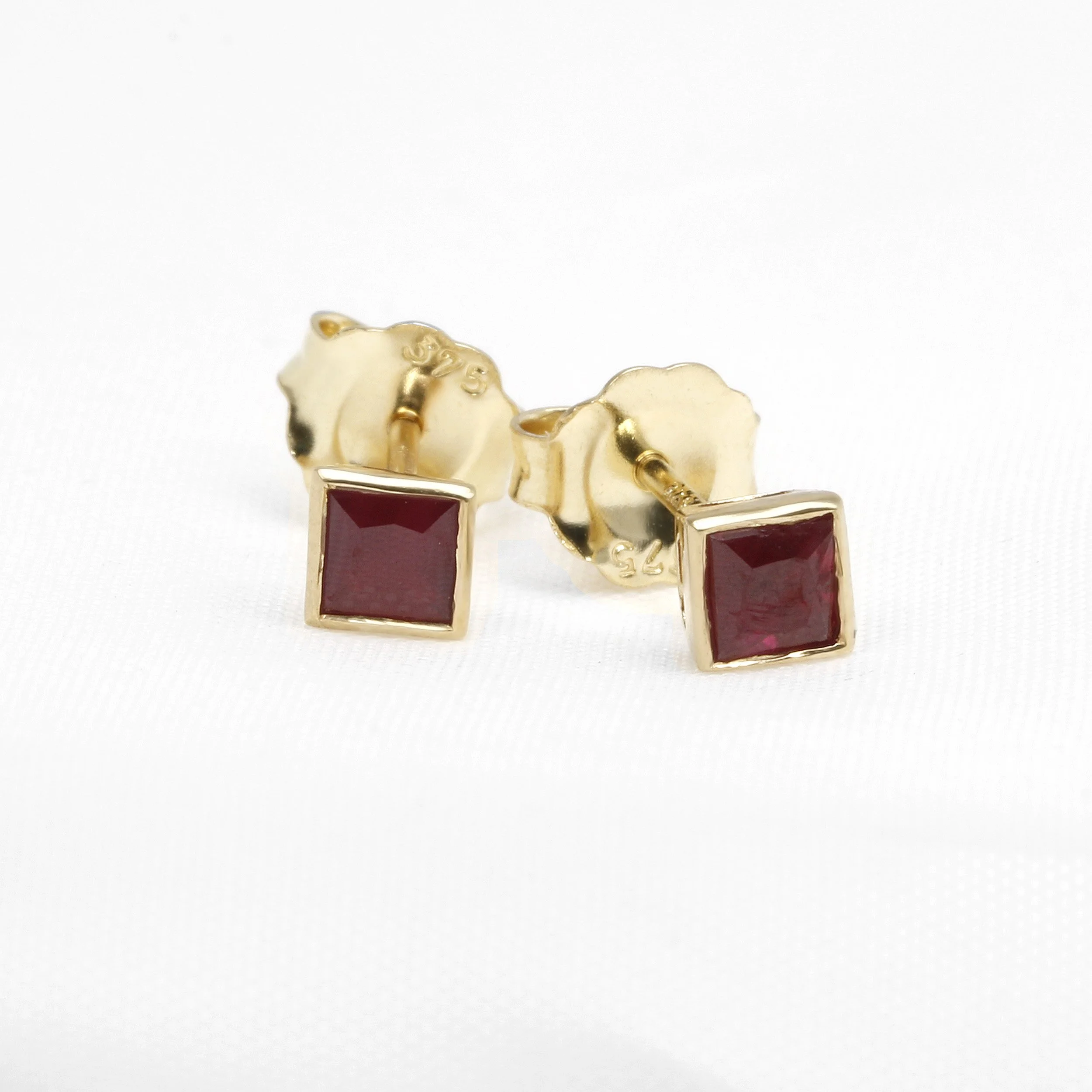 Ruby Stud Earrings in Yellow Gold