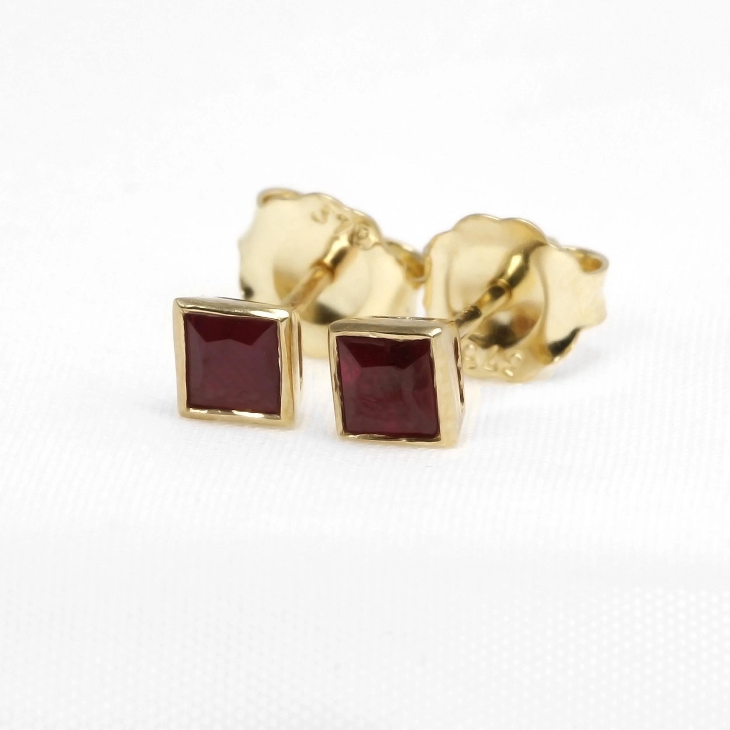 Ruby Stud Earrings in Yellow Gold