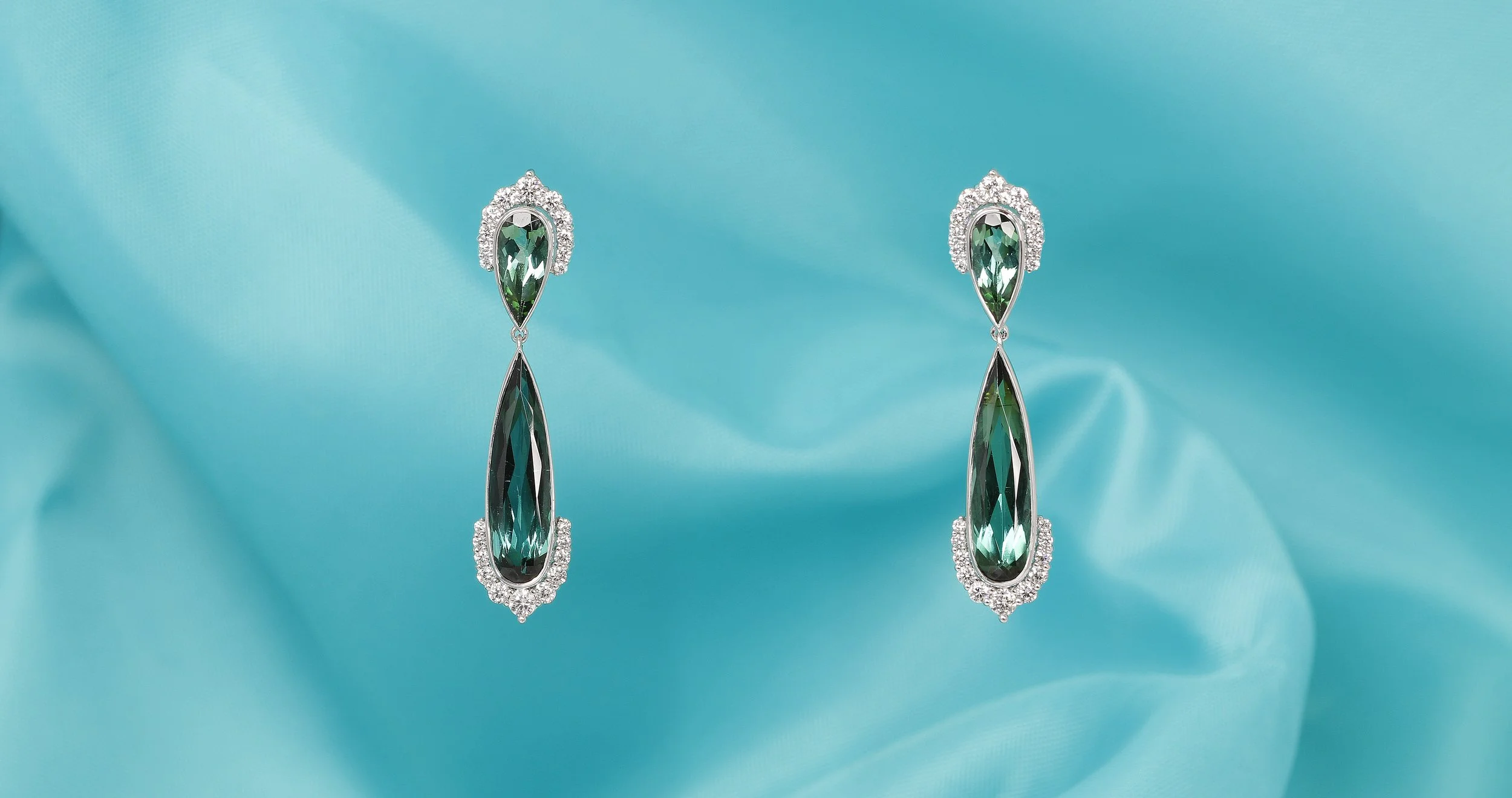 Tourmaline & Diamond Drop Earrings