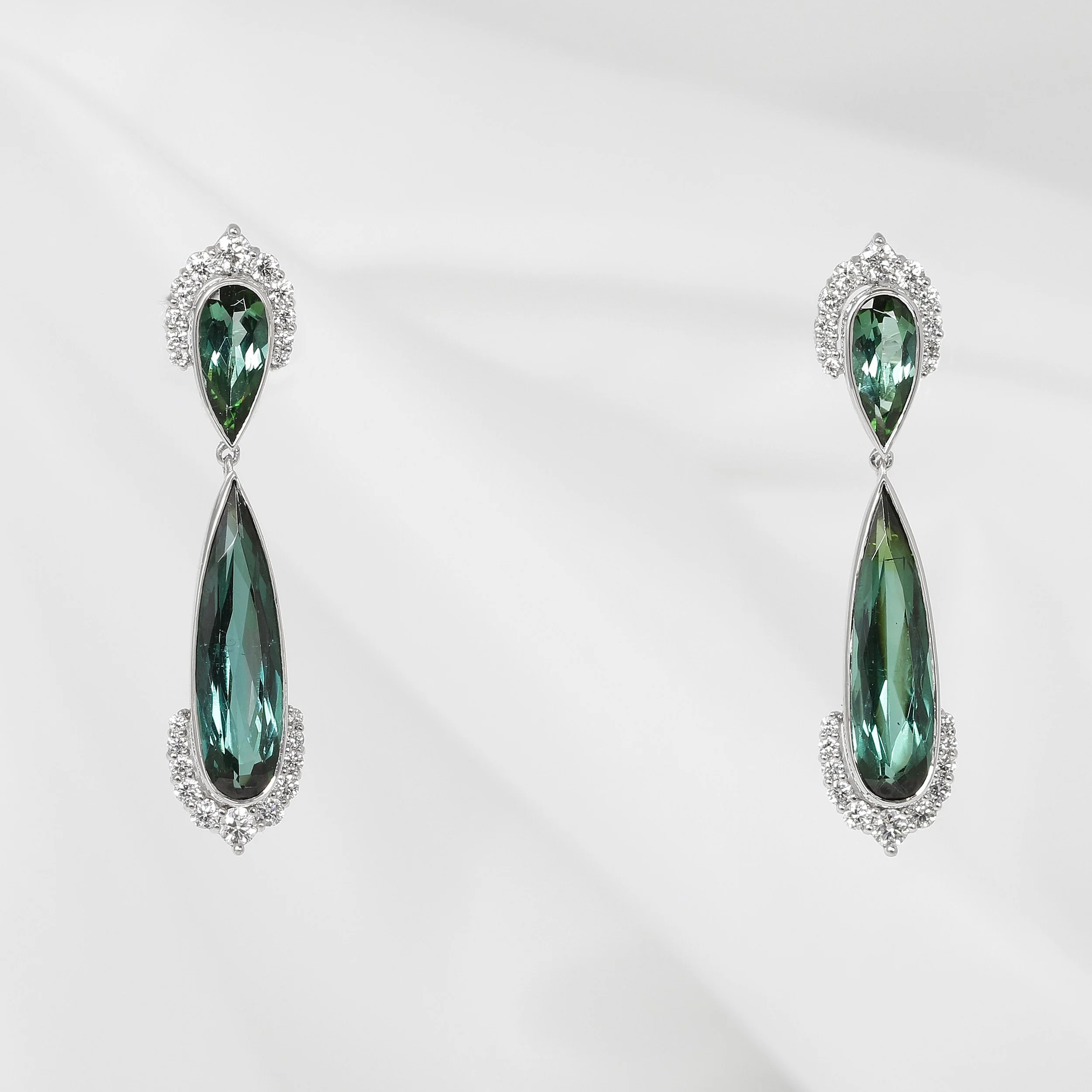 Tourmaline & Diamond Drop Earrings