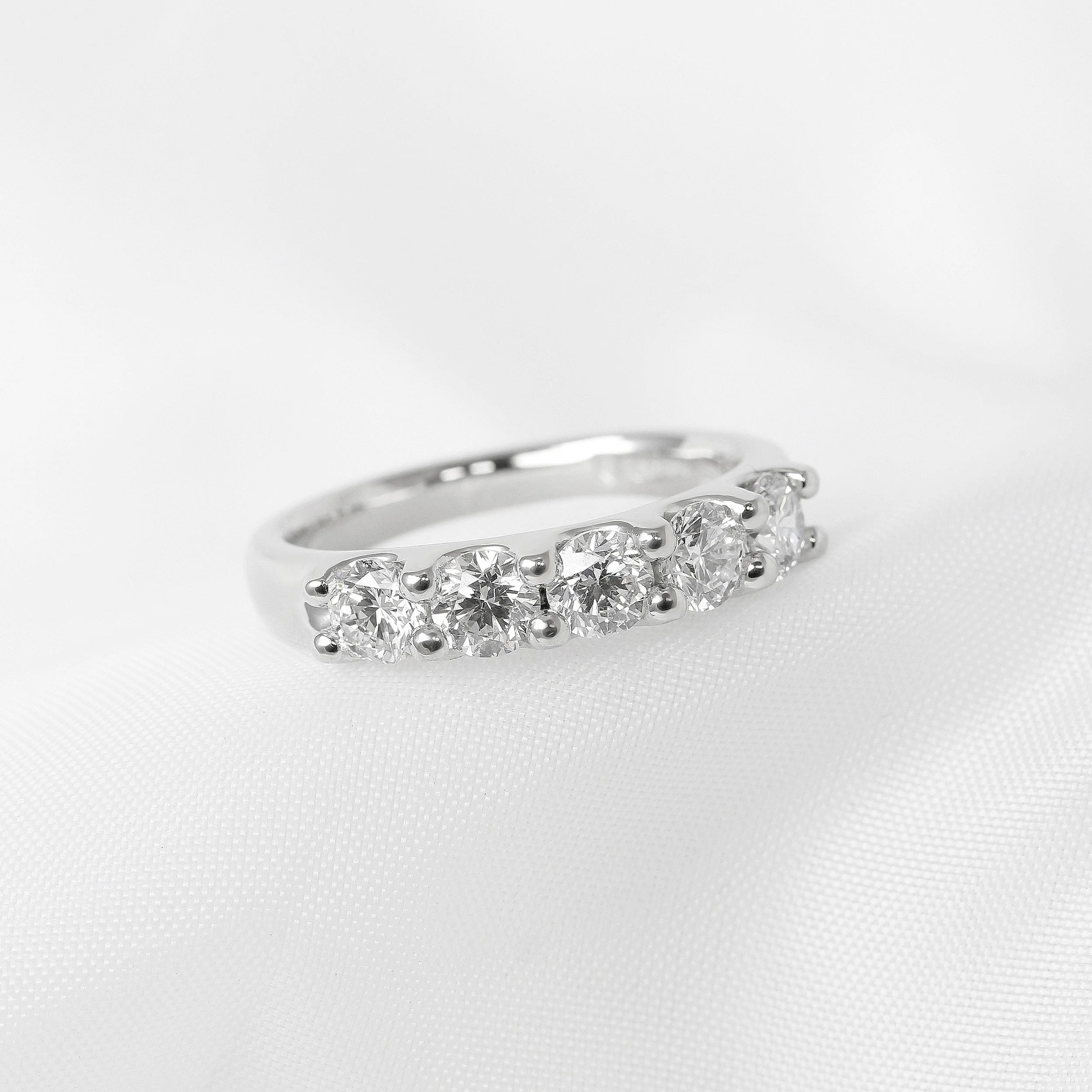 Diamond Shared Claw Five Stone Ring in Platinum