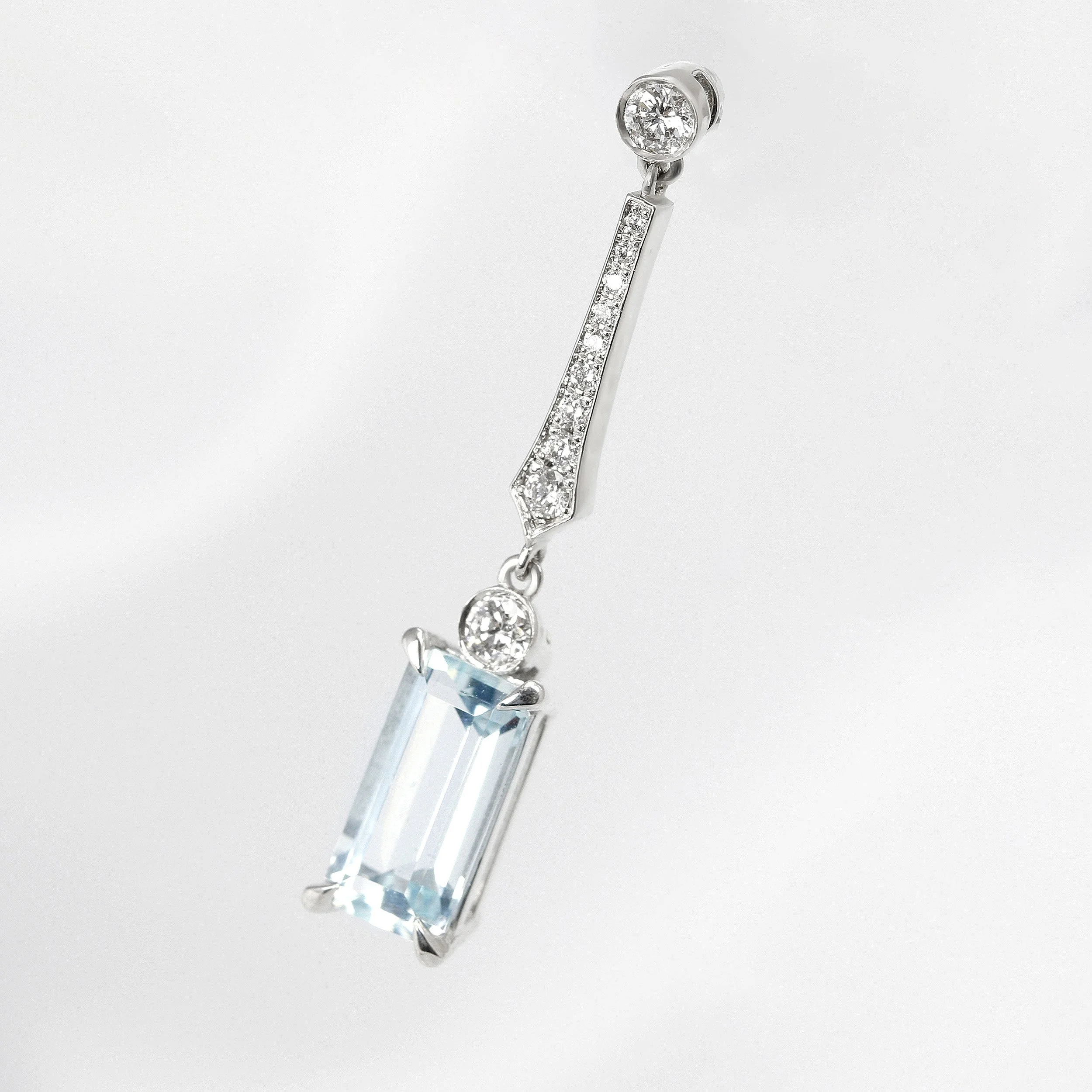 Aquamarine & Diamond Drop Earrings