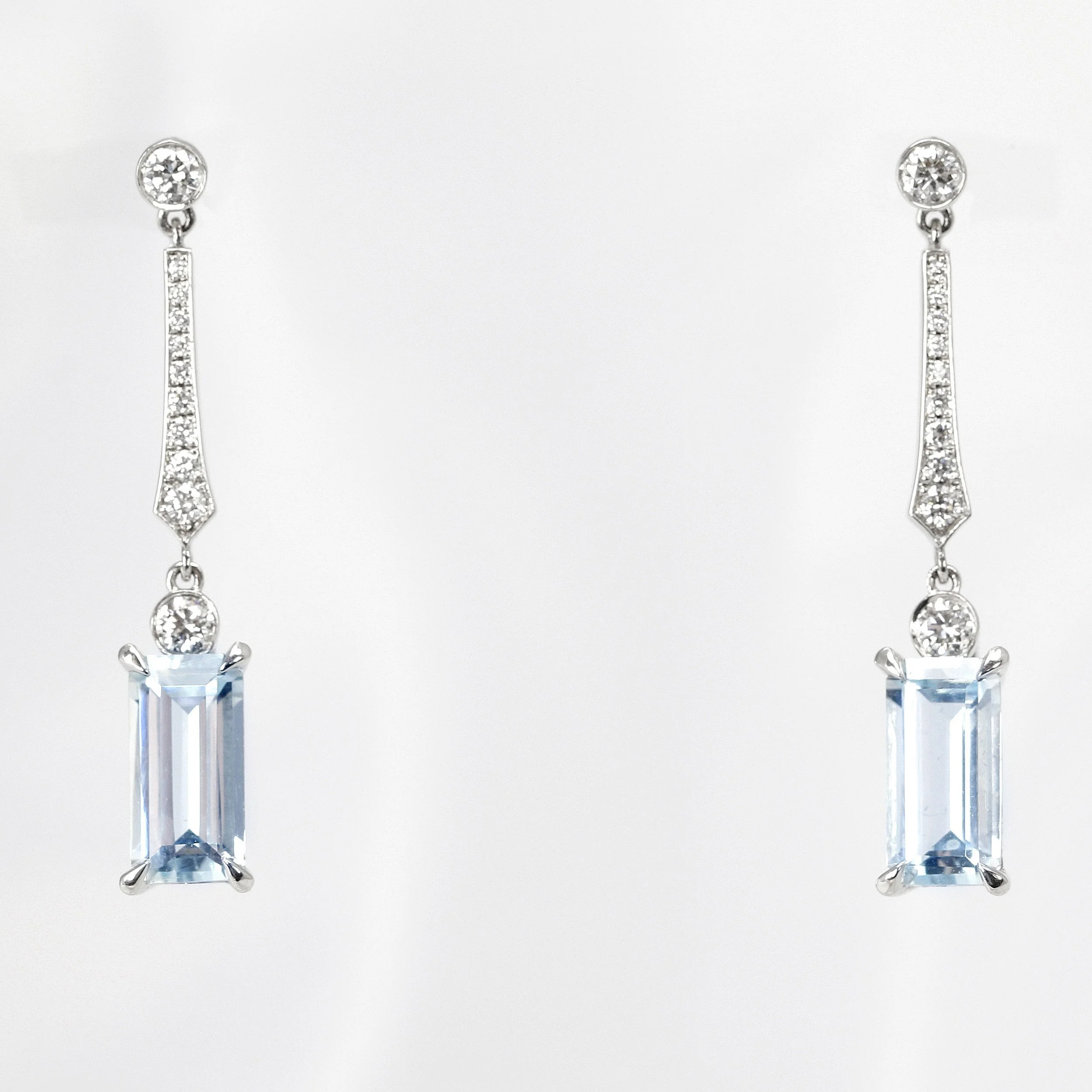 Aquamarine & Diamond Drop Earrings
