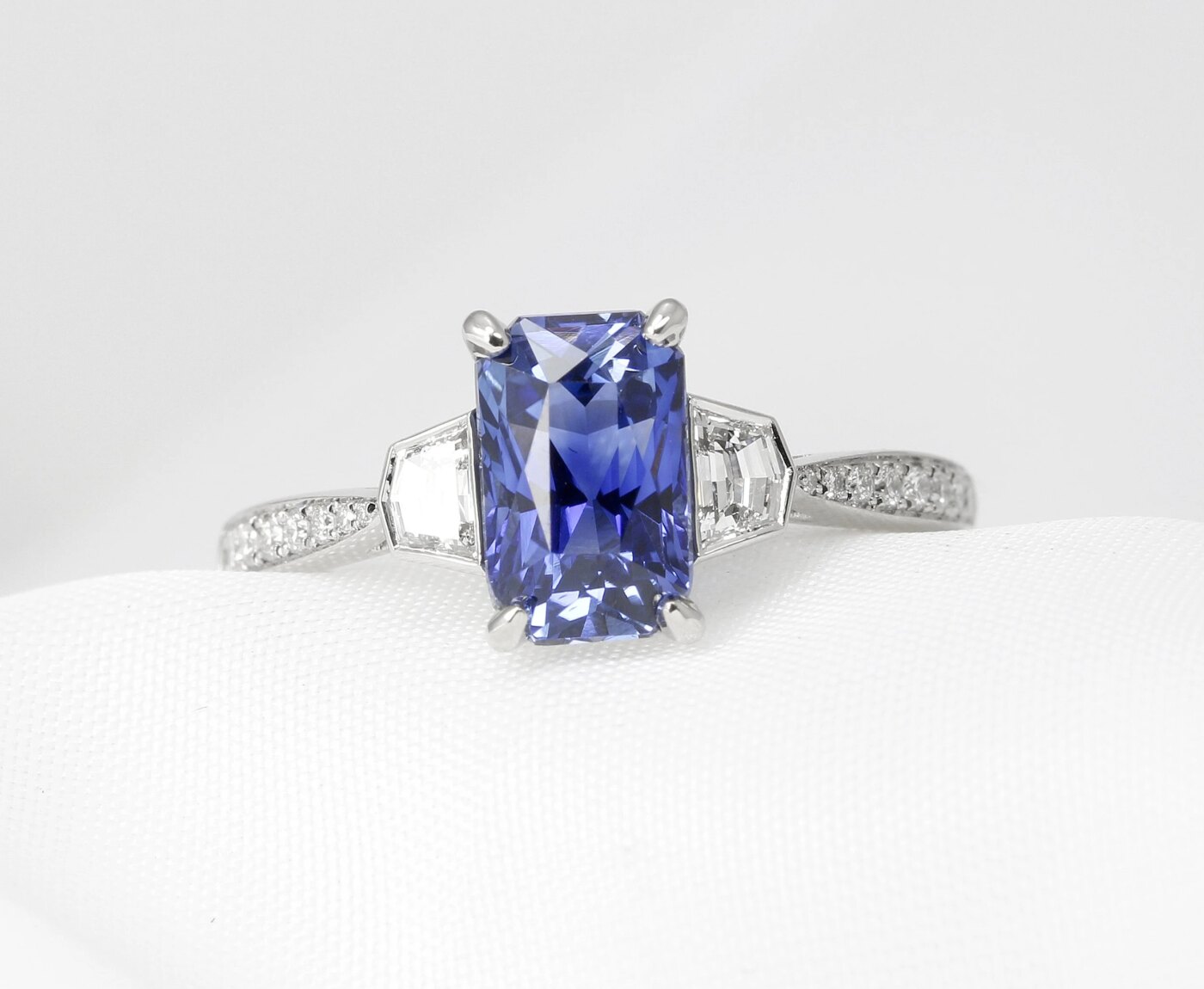 Sapphire and Diamond Ring in Platinum £3,995.00 with Certificate 