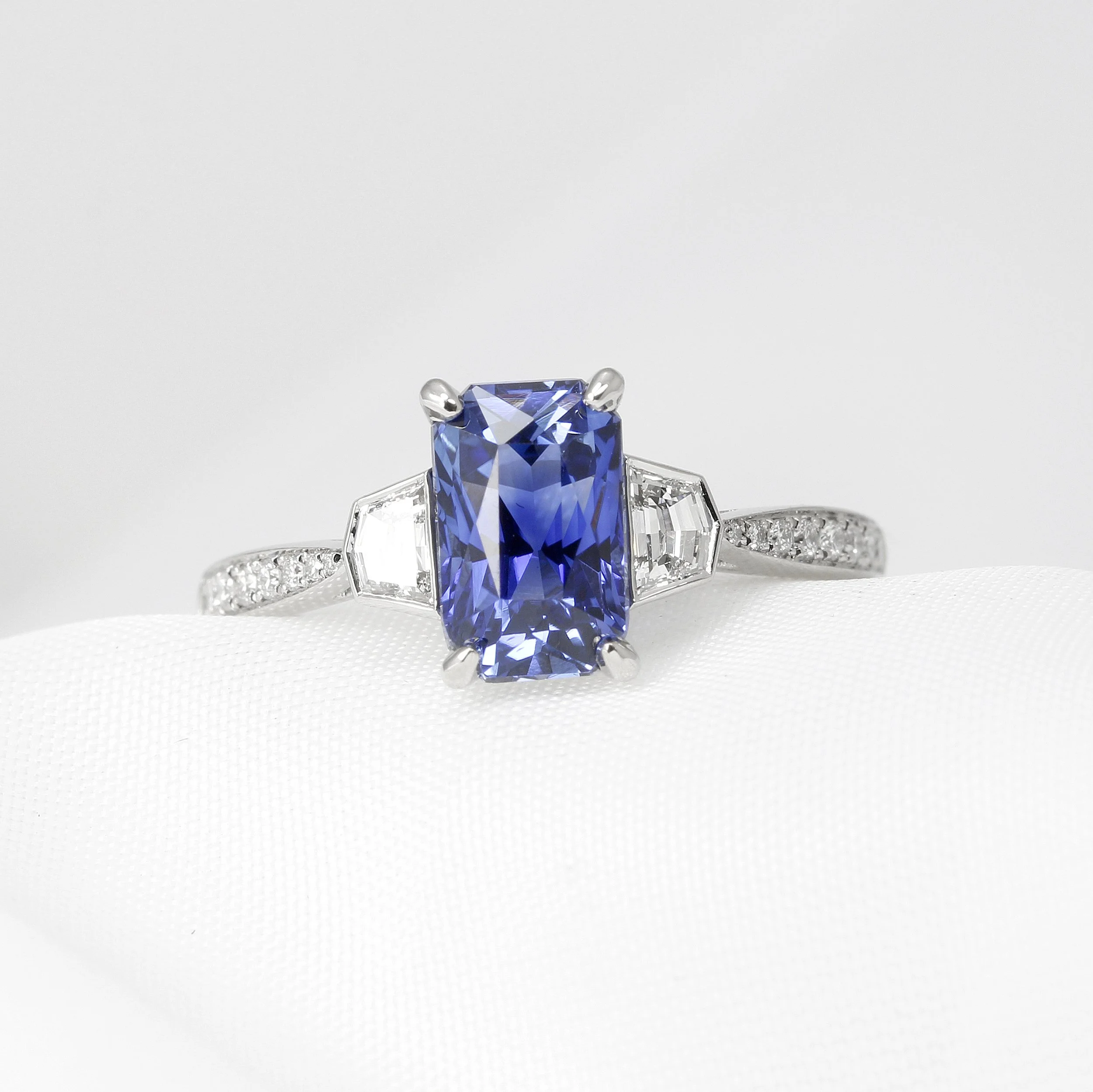 Sapphire and Diamond Ring in Platinum