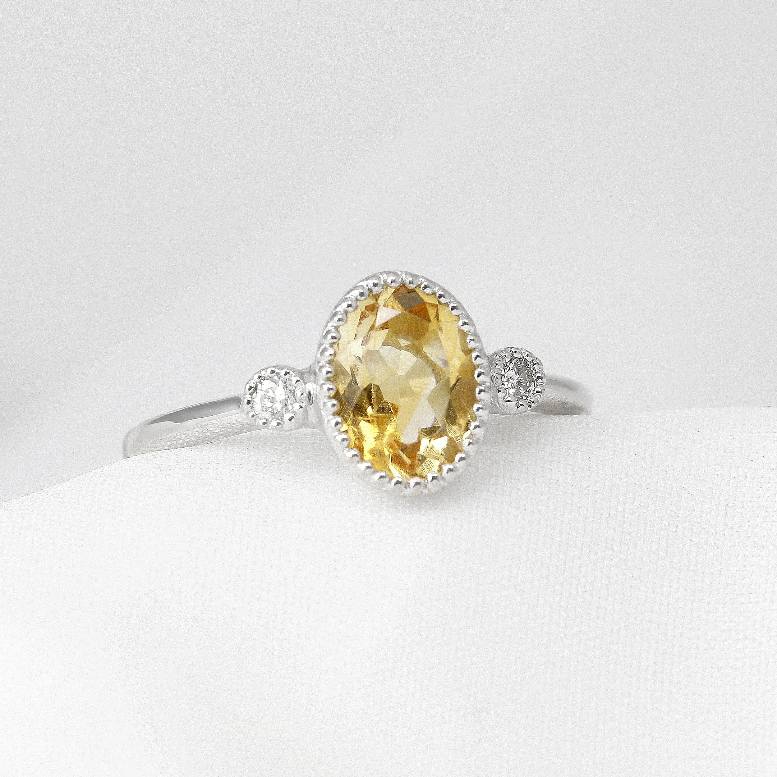 Citrine & Diamond Jardin Des Délices Ring in White Gold