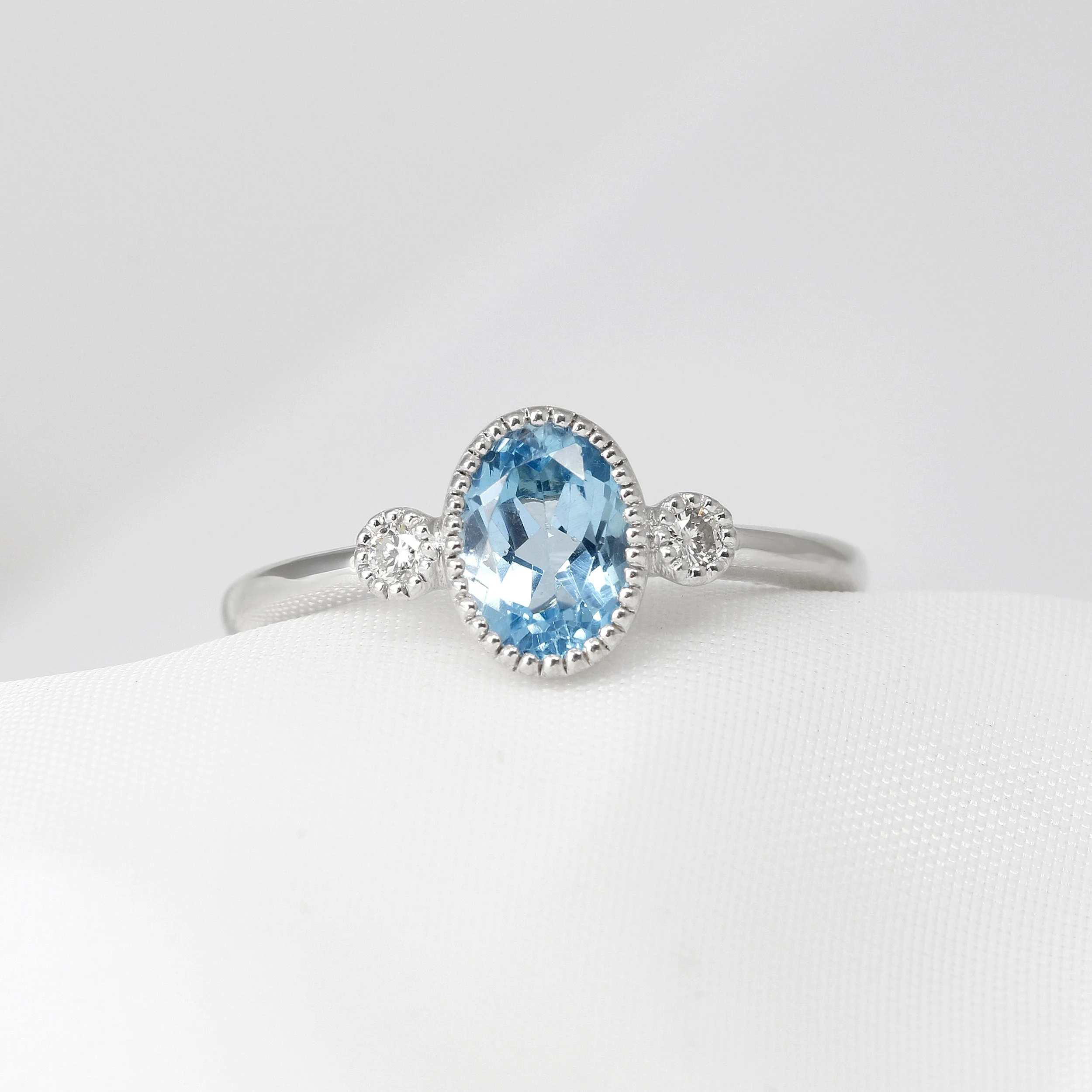 Blue Topaz & Diamond Jardin Des Délices Ring in White Gold