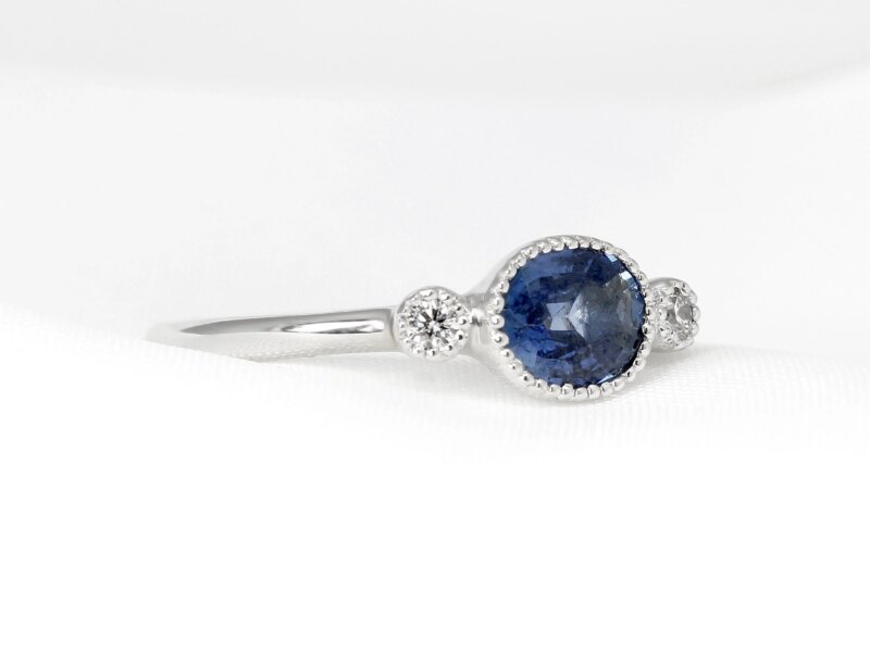 Blue Sapphire &; Diamond Jardin Des Délices Ring in White Gold