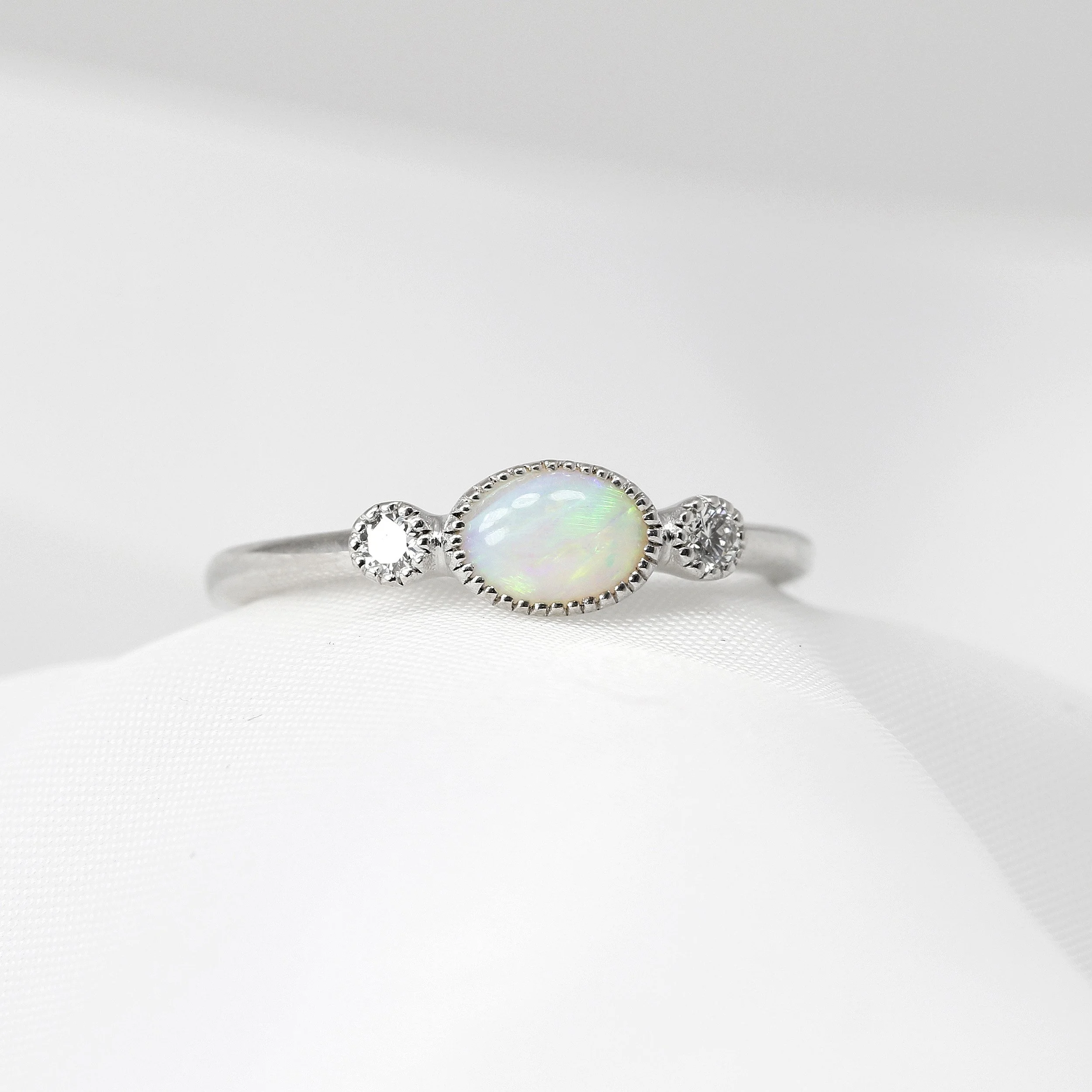 White Gold Opal & Diamond Jardin Des Delices Ring