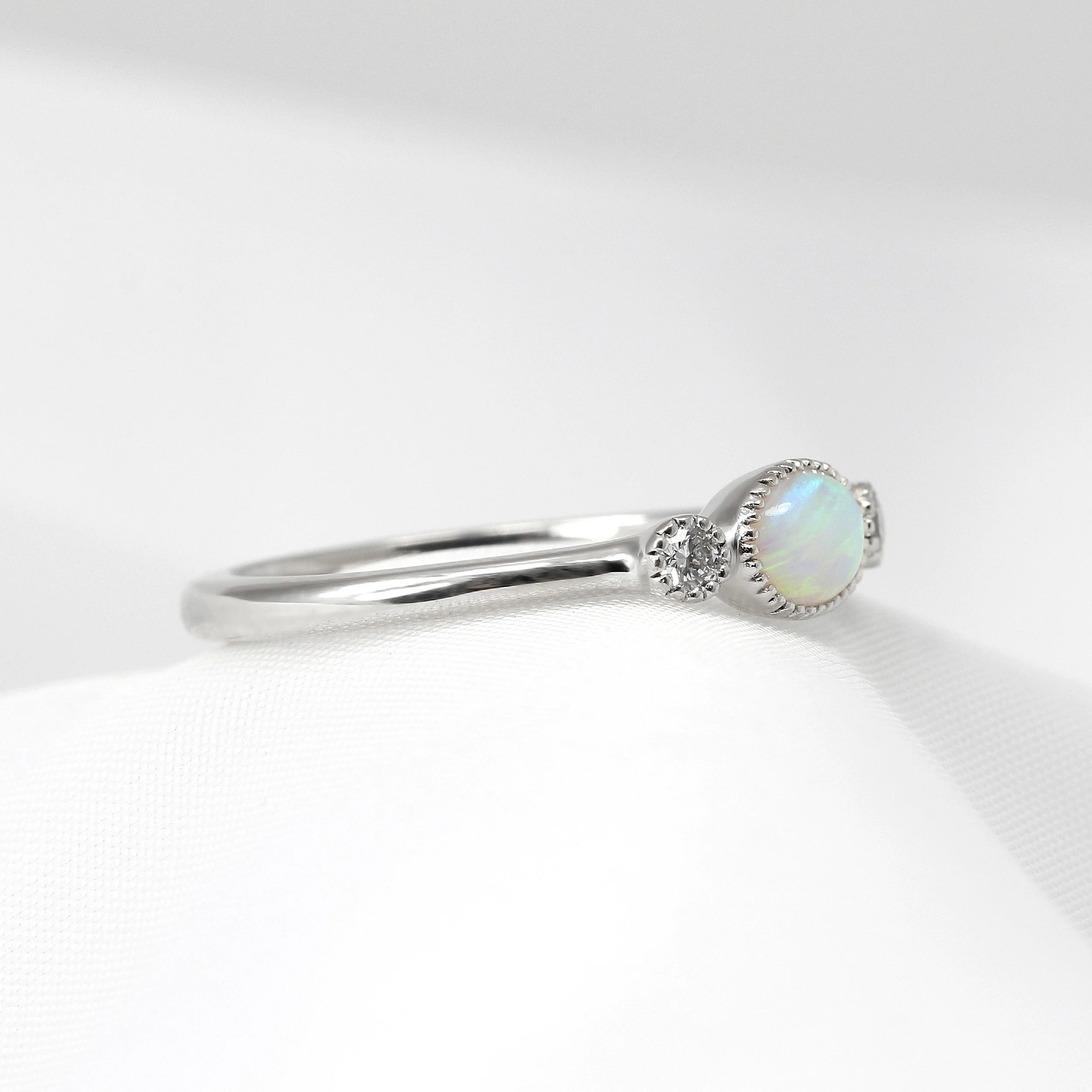 White Gold Opal & Diamond Jardin Des Delices Ring