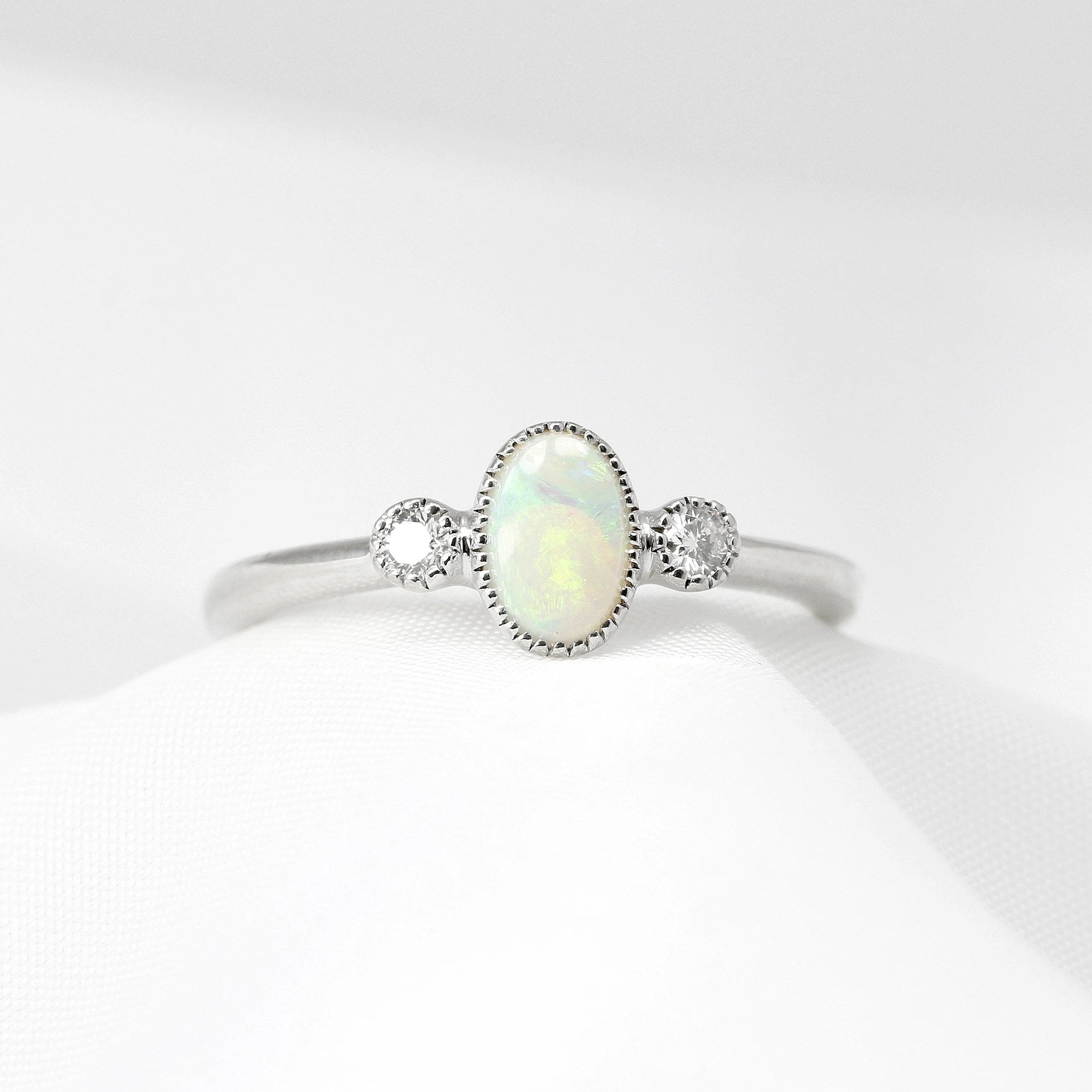 Opal & Diamond White Gold Jardin Des Délices Ring