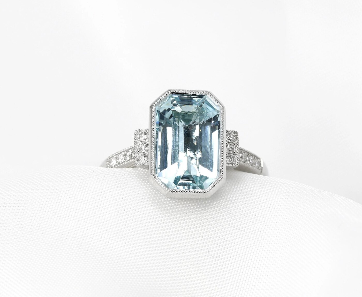 Aquamarine & Diamond Ring in Platinum