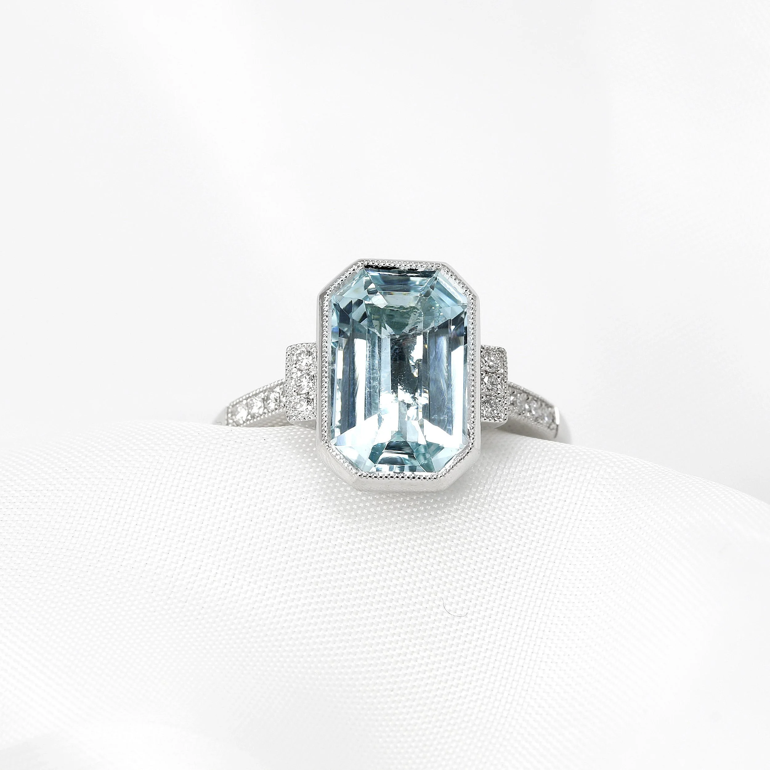 Aquamarine & Diamond Ring in Platinum