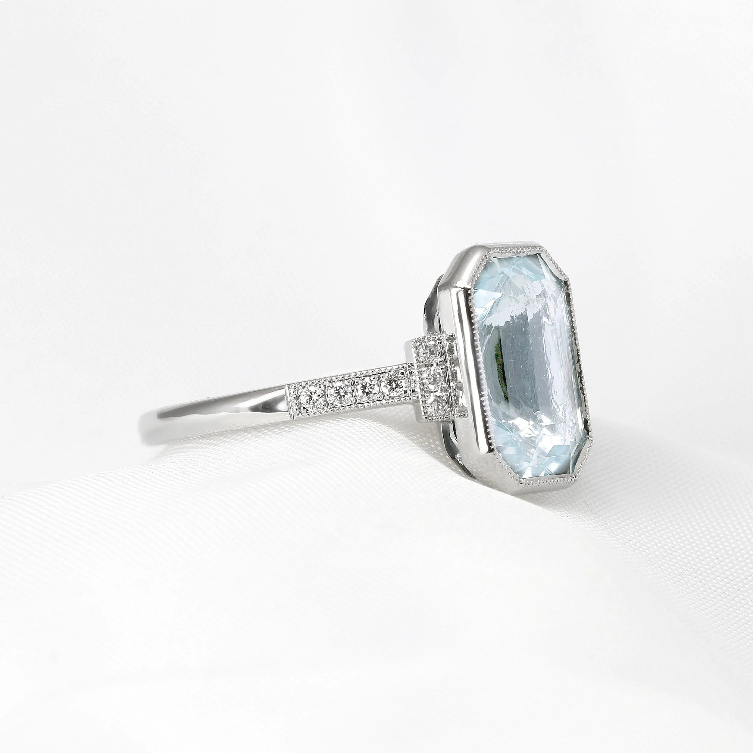 Aquamarine & Diamond Ring in Platinum