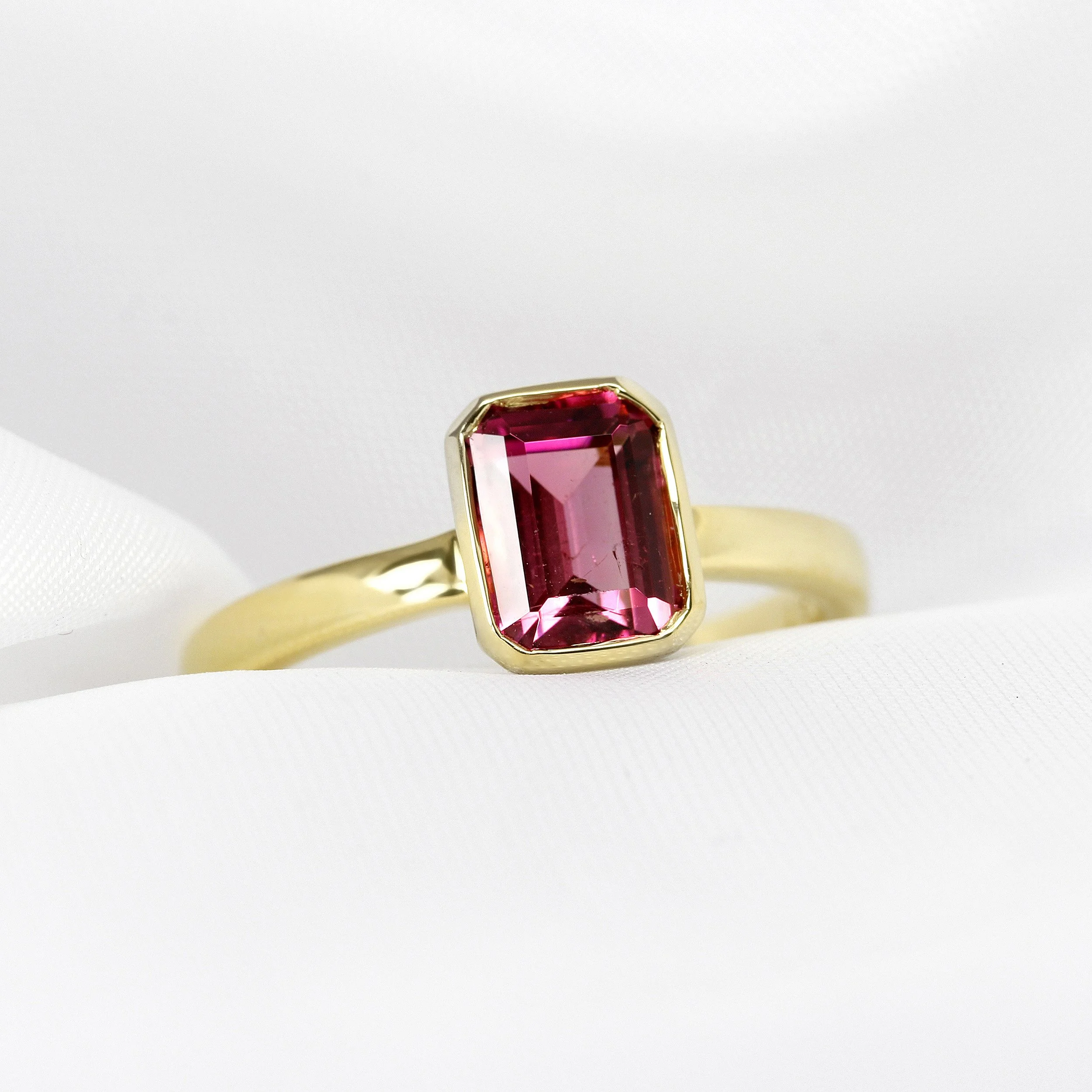 Pink Tourmaline Ring in Yellow Gold
