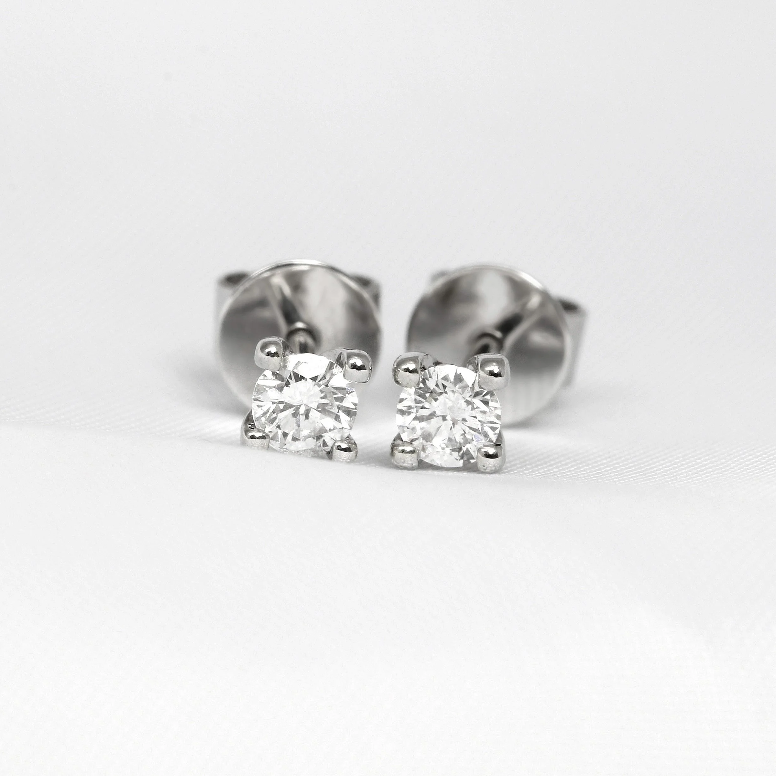Claw Set Diamond Stud Earrings in White Gold