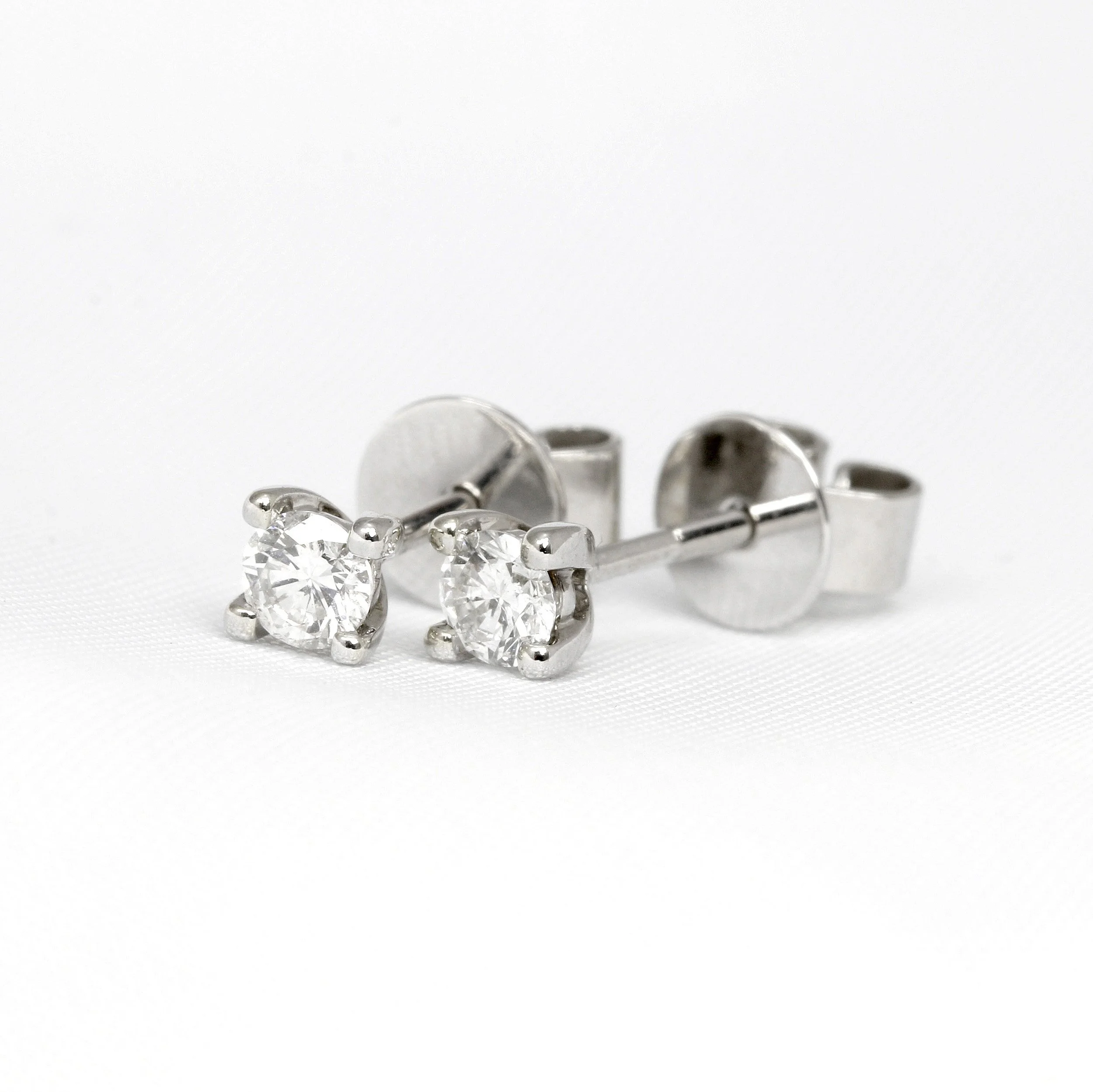 Claw Set Diamond Stud Earrings in White Gold