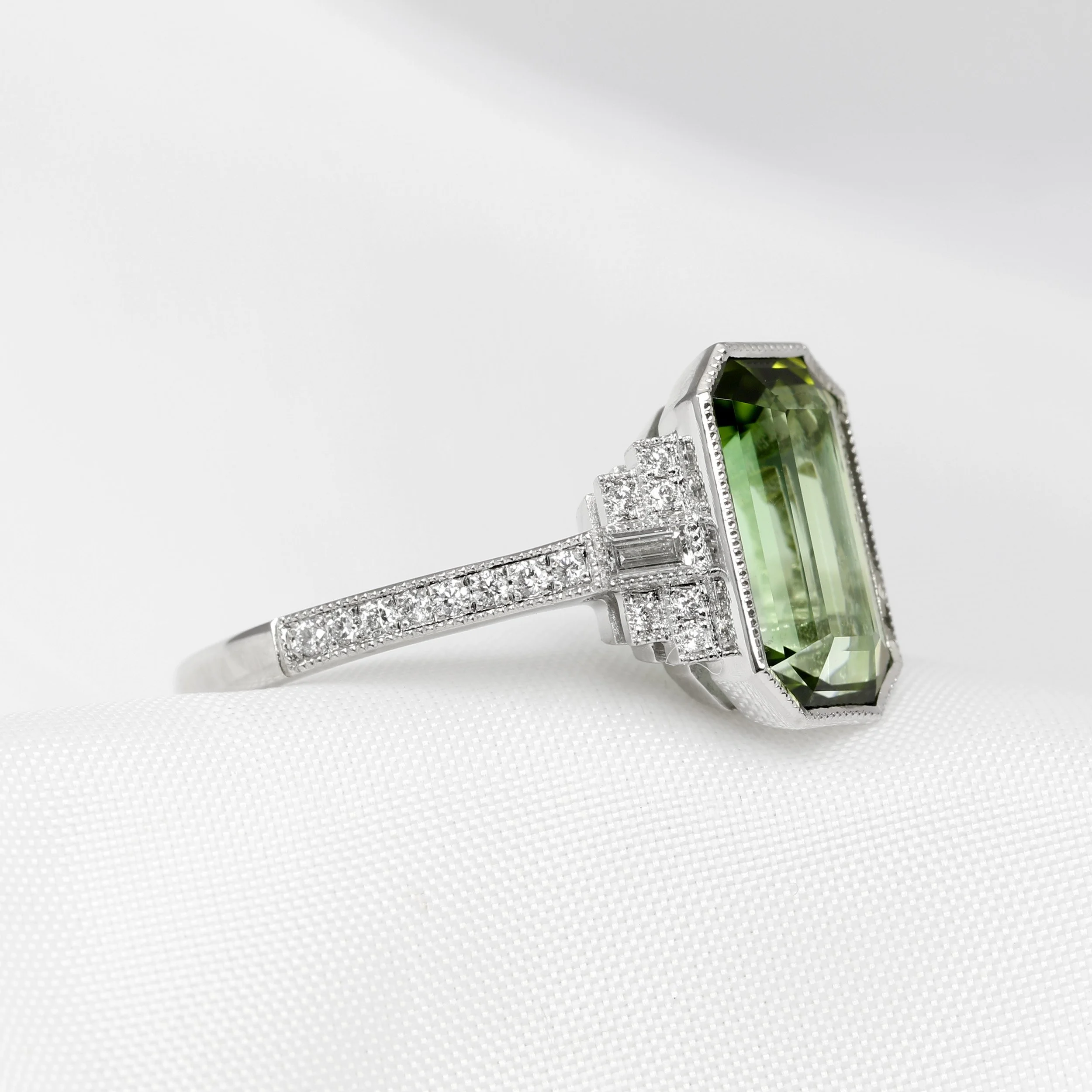Green Tourmaline & Diamond Cocktail Ring